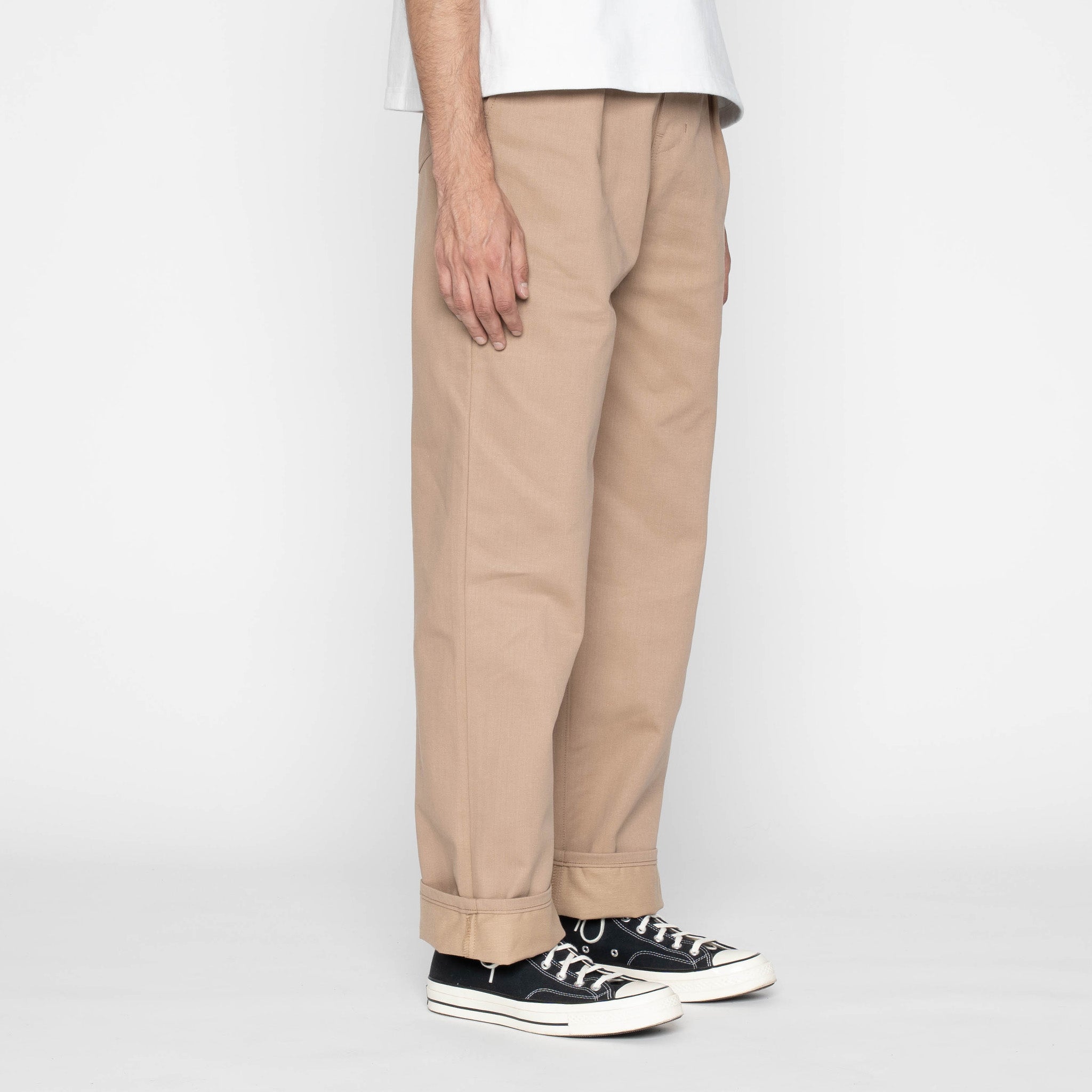 Pleated Trouser - Selvedge Slacks Beige by Naked & Famous Denim