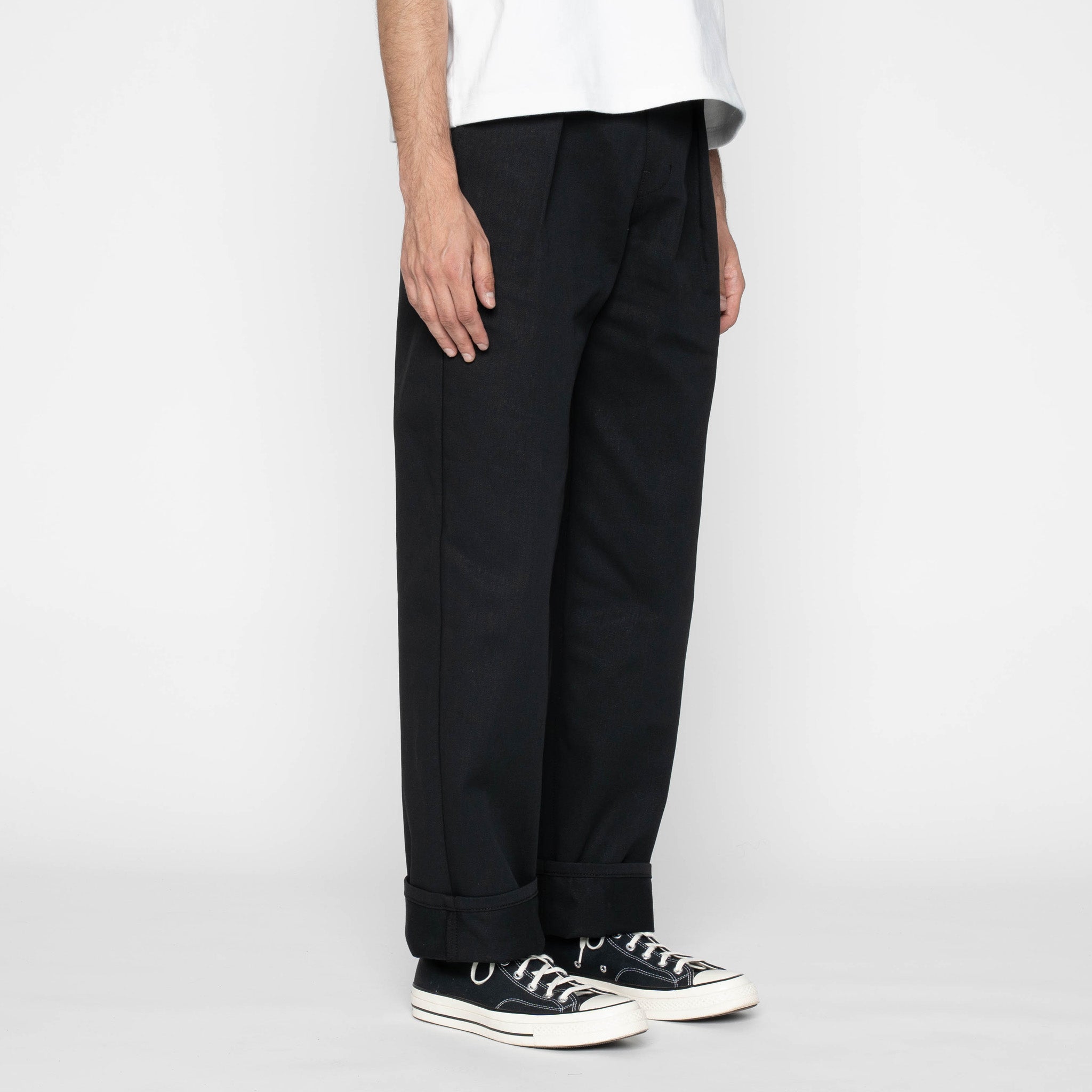 Pleated Trouser - Selvedge Slacks Black by Naked & Famous Denim
