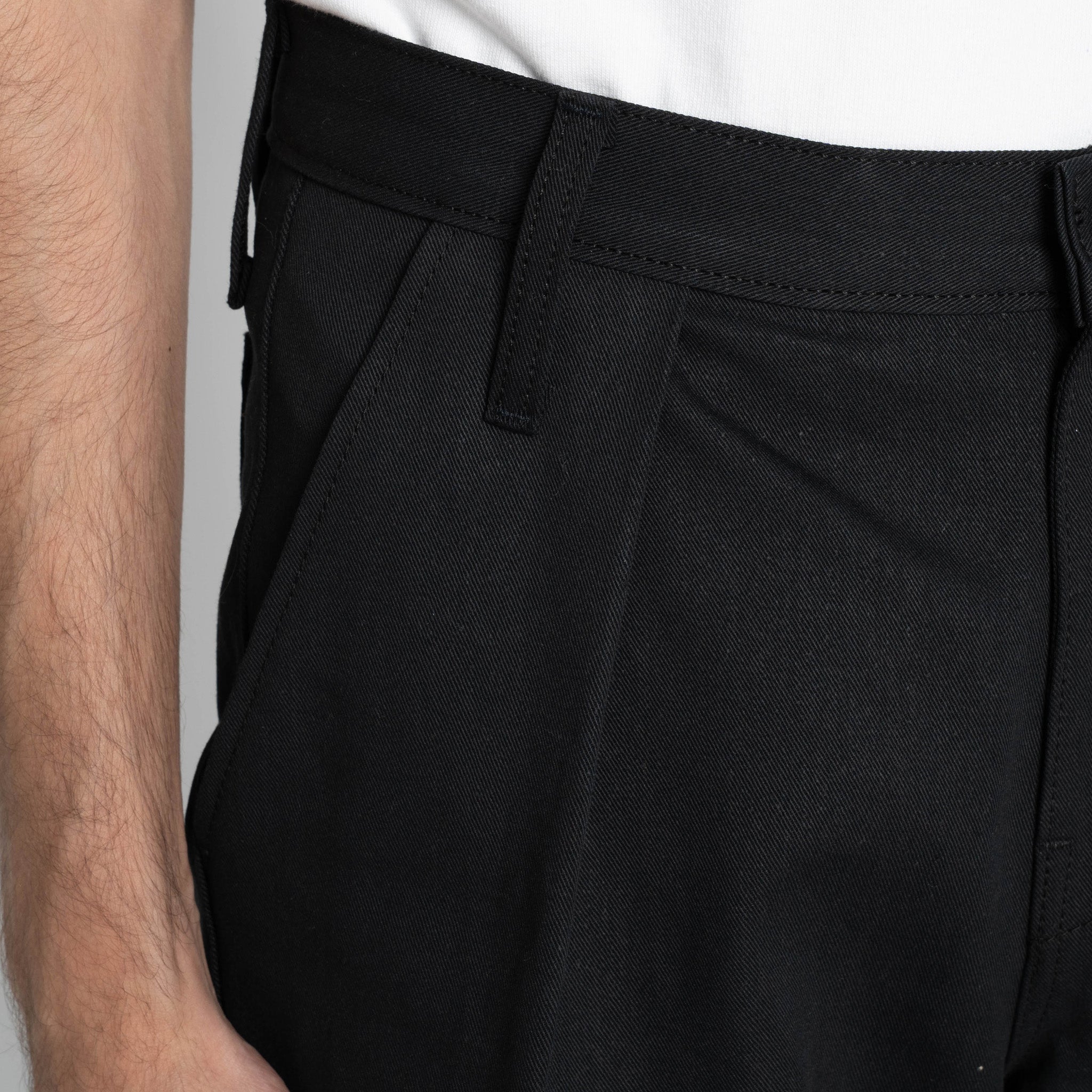 Pleated Trouser - Selvedge Slacks Black by Naked & Famous Denim