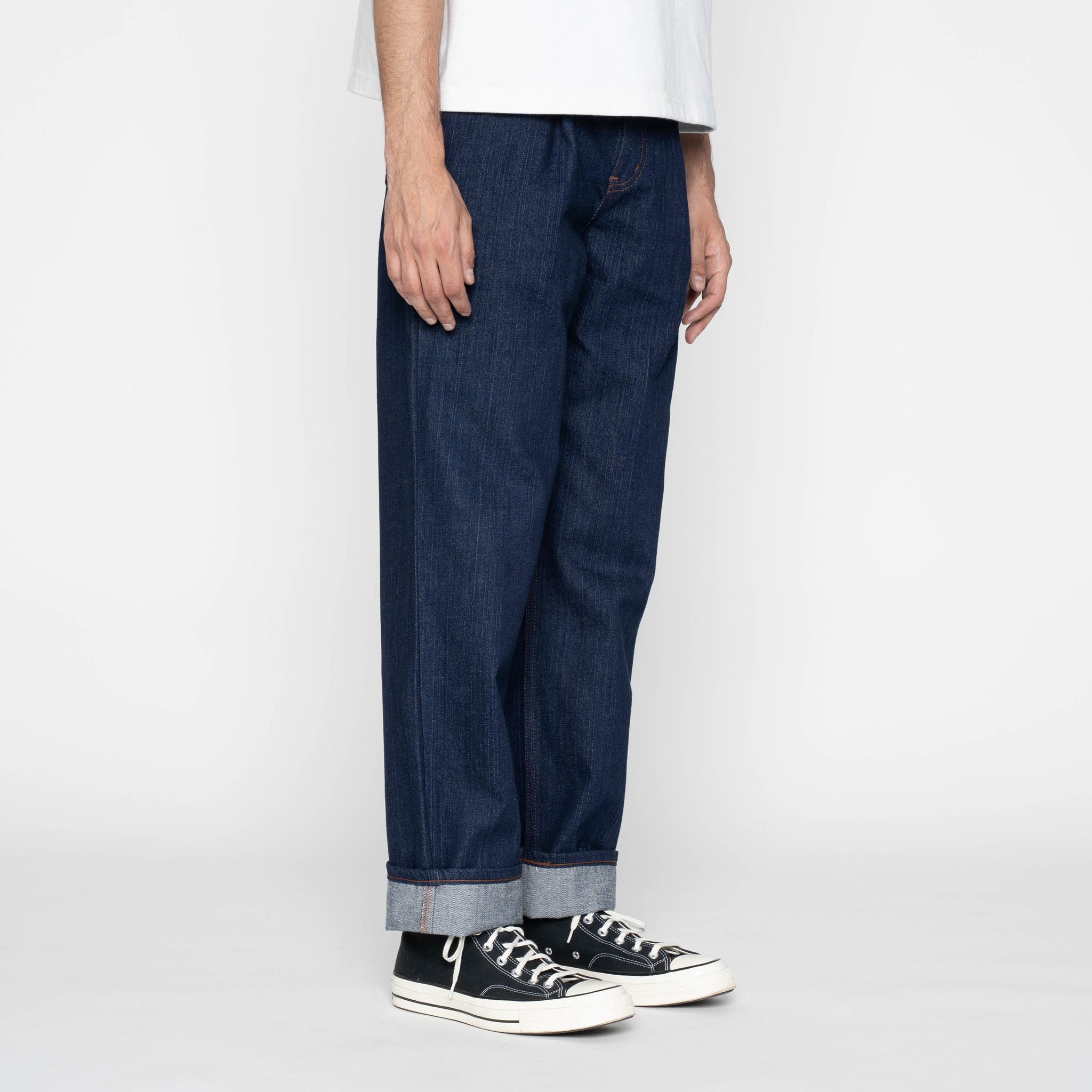 Pleated Trouser - Vertical Slub Denim by Naked & Famous Denim