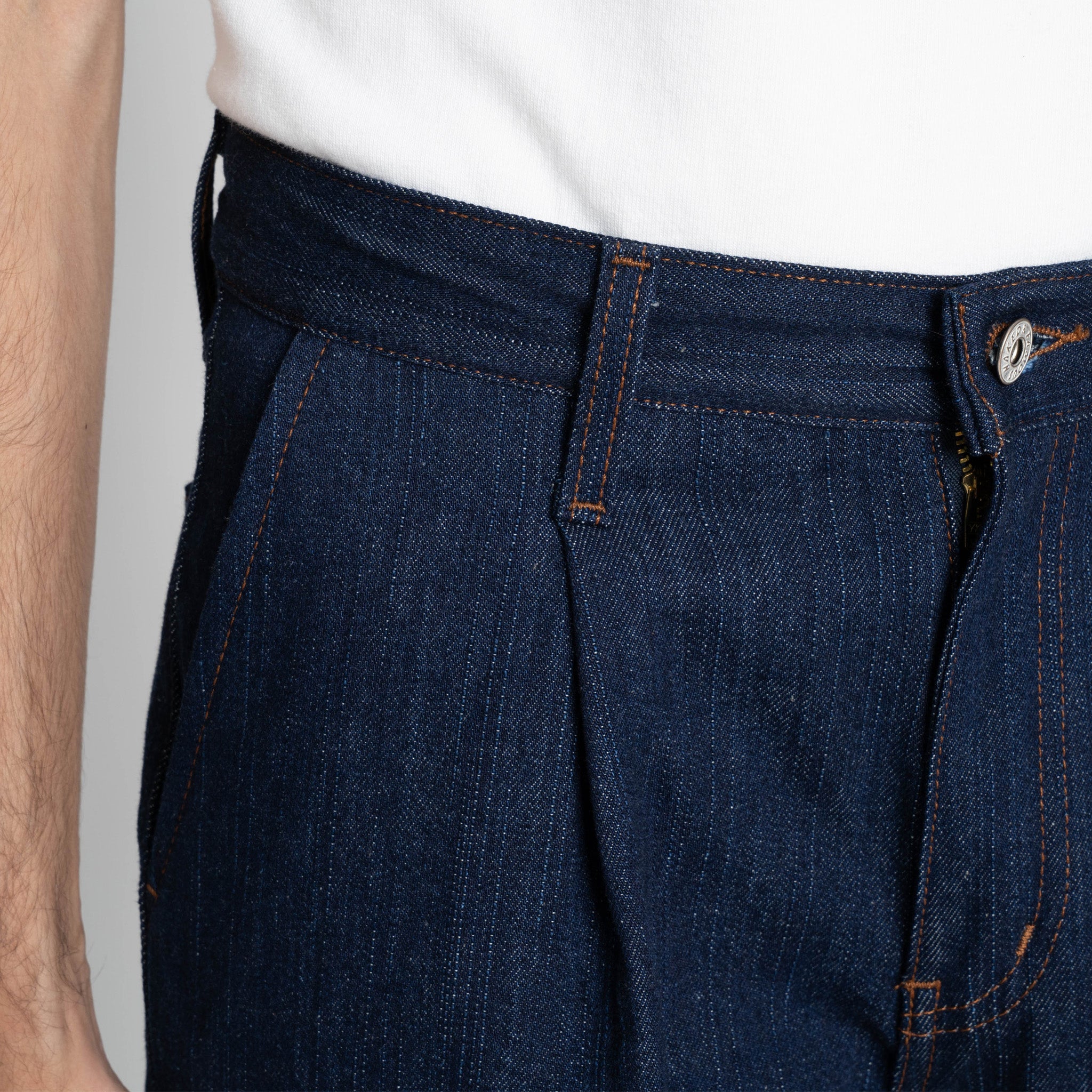 Pleated Trouser - Vertical Slub Denim by Naked & Famous Denim