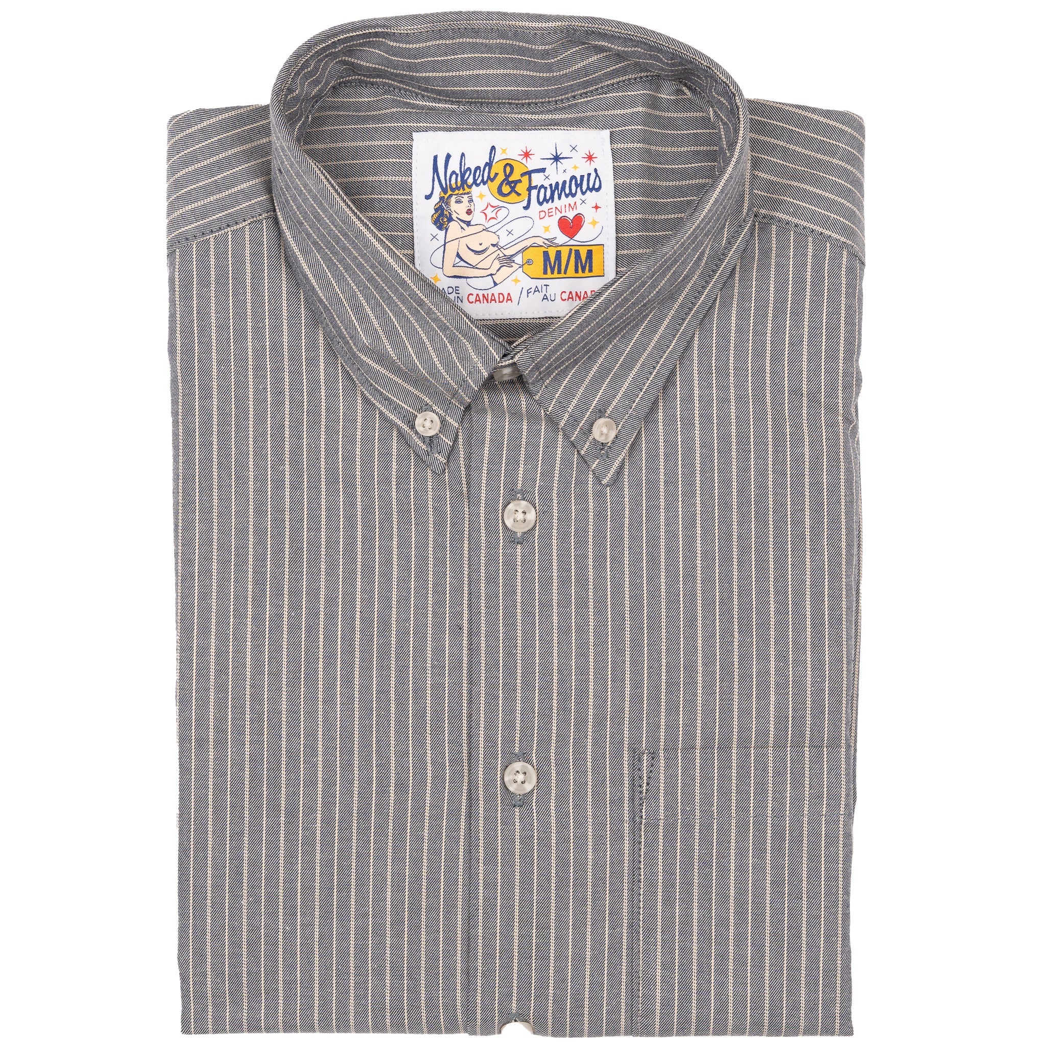 Easy Shirt - Soft Finish Classic Stripe - Indigo by Naked & Famous Denim