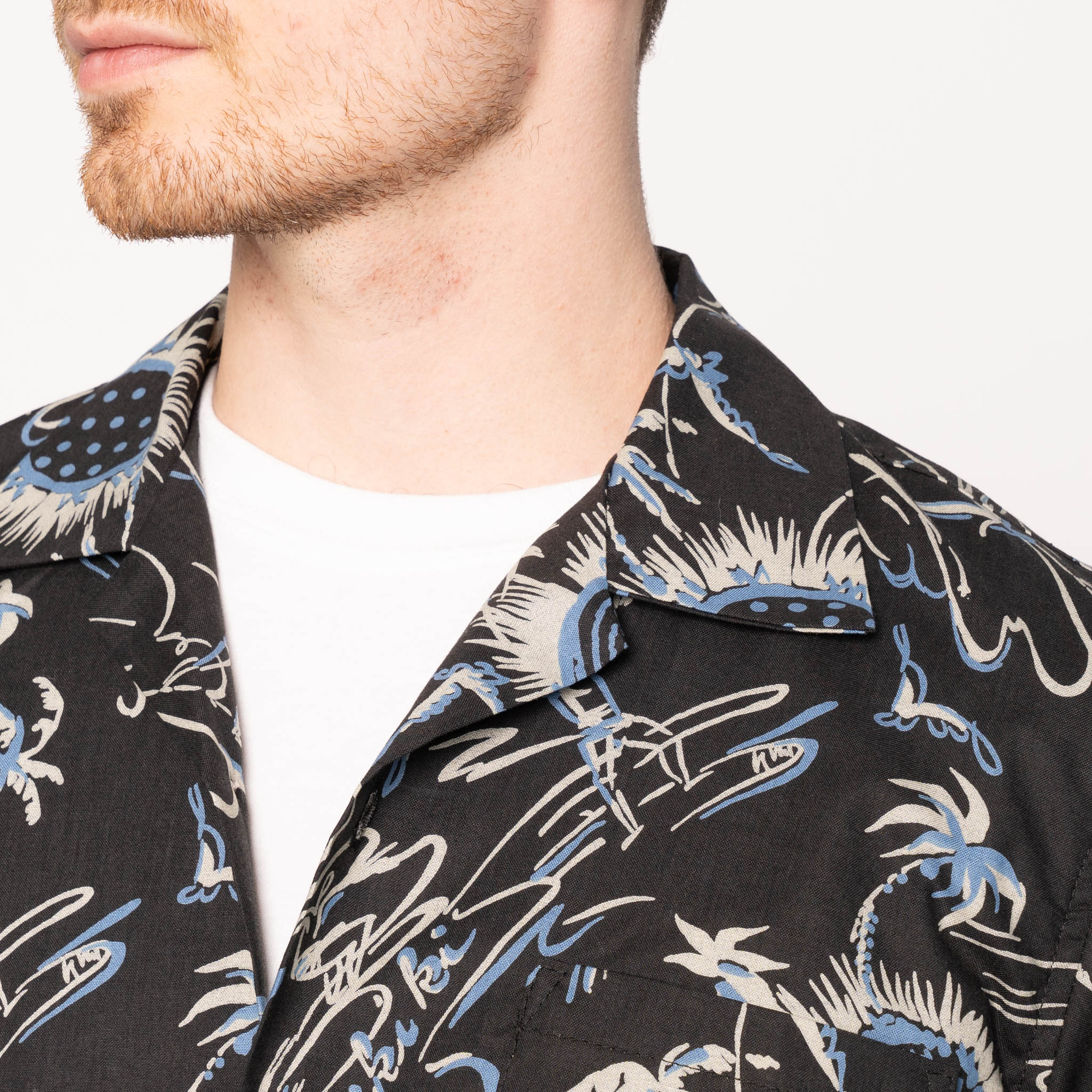 Aloha Shirt - Waikiki Waves - Black by Naked & Famous Denim