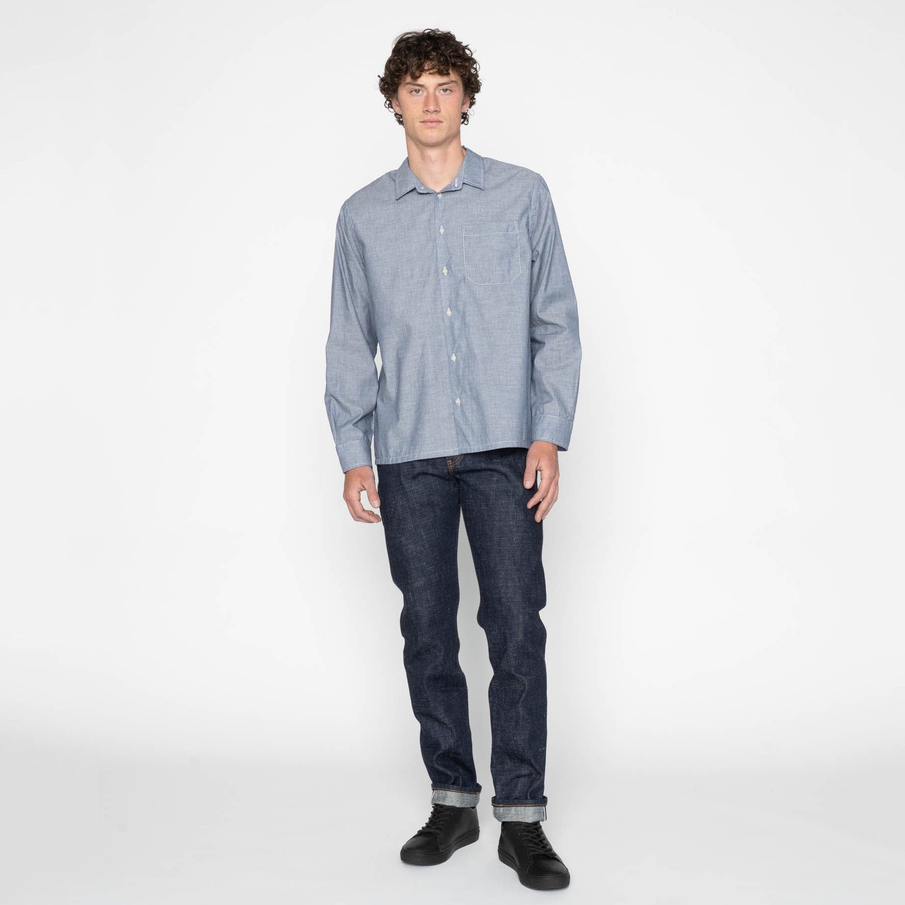 True Shirt - Indigo Stripe Selvedge - Indigo by Naked & Famous Denim
