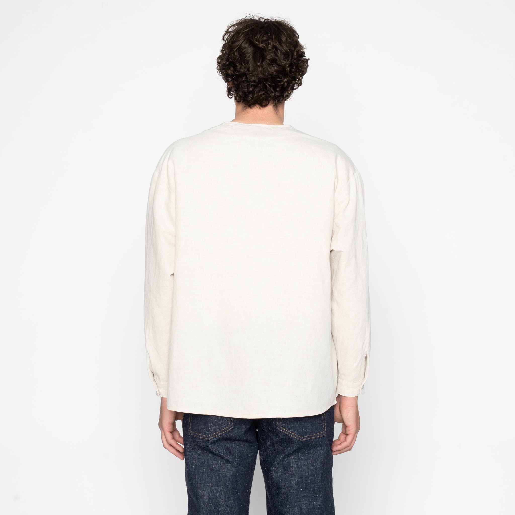 Wise Guy Jacket- Linen Blend Denim - Ecru by Naked & Famous Denim