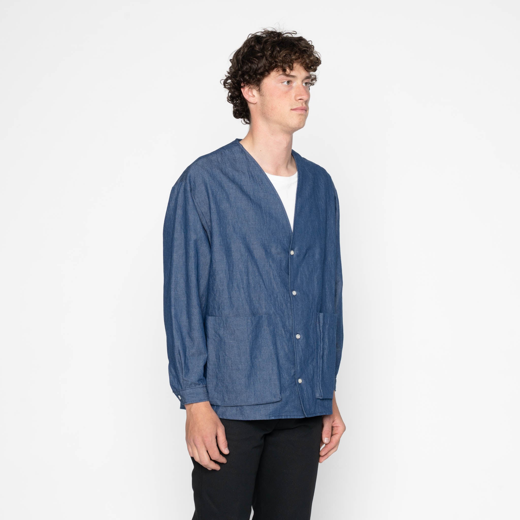Wise Guy Jacket - Linen Blend Denim - Indigo by Naked & Famous Denim