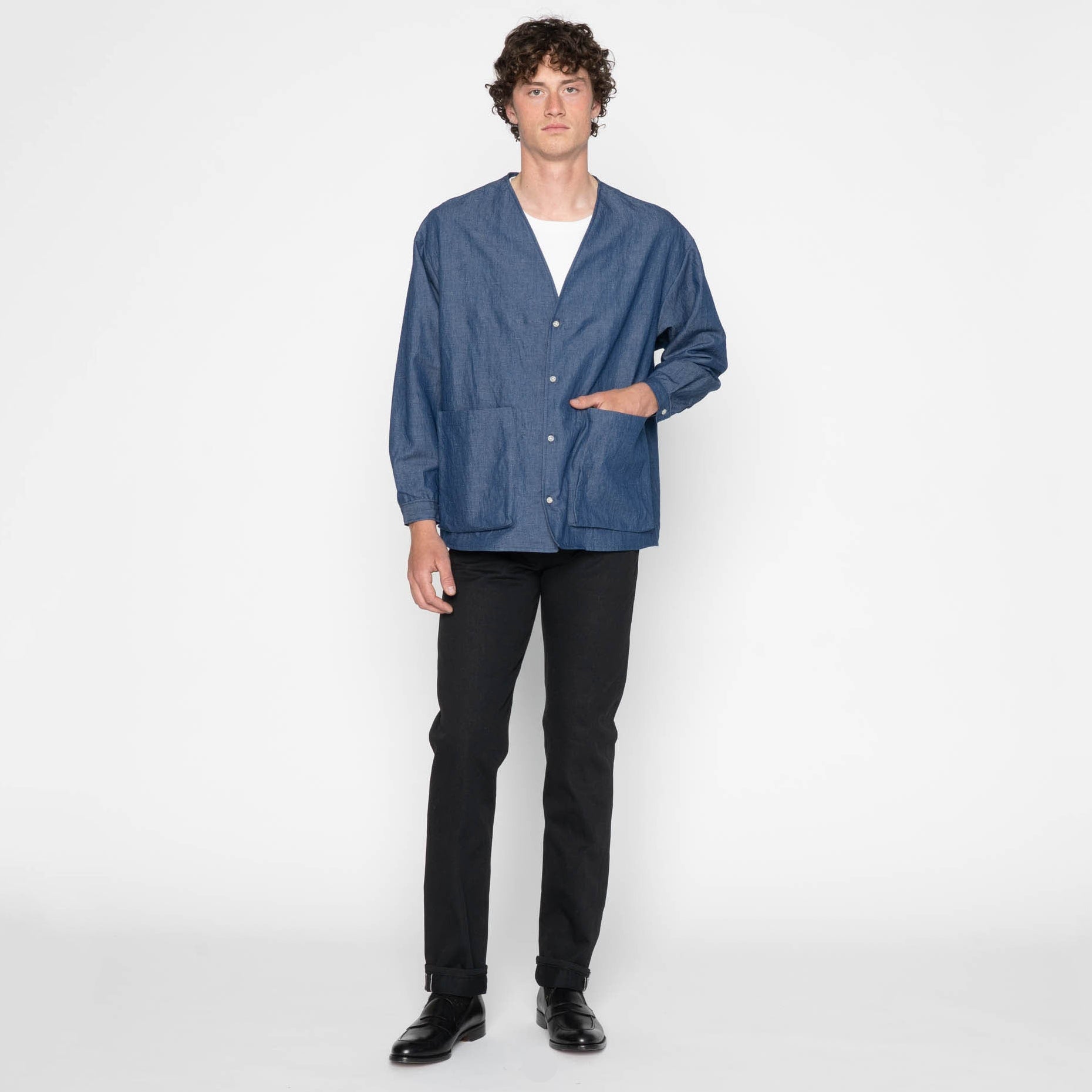Wise Guy Jacket - Linen Blend Denim - Indigo by Naked & Famous Denim