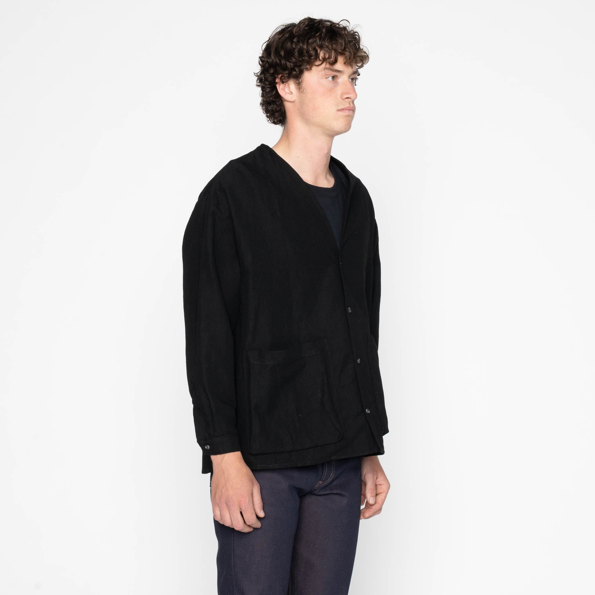 Wise Guy Jacket - Linen Blend Denim - Black by Naked & Famous Denim