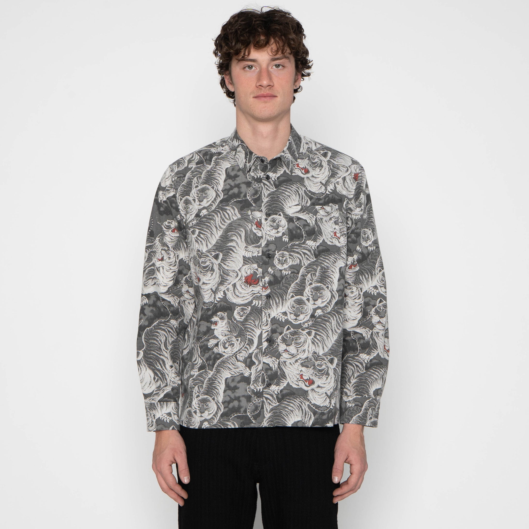 True Shirt - Japanese Tigers Sumi - Charcoal by Naked & Famous Denim