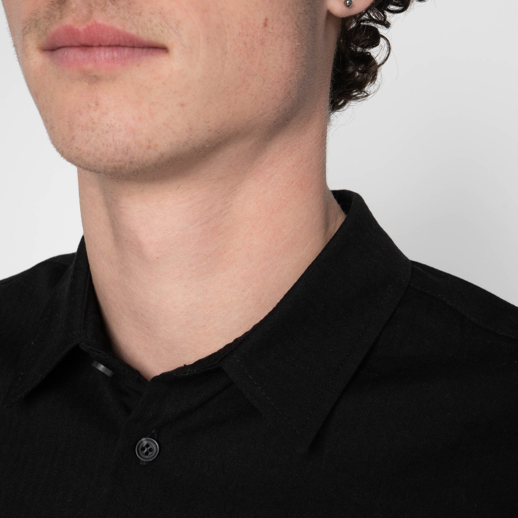 True Shirt - Black Herringbone Denim - Black by Naked & Famous Denim