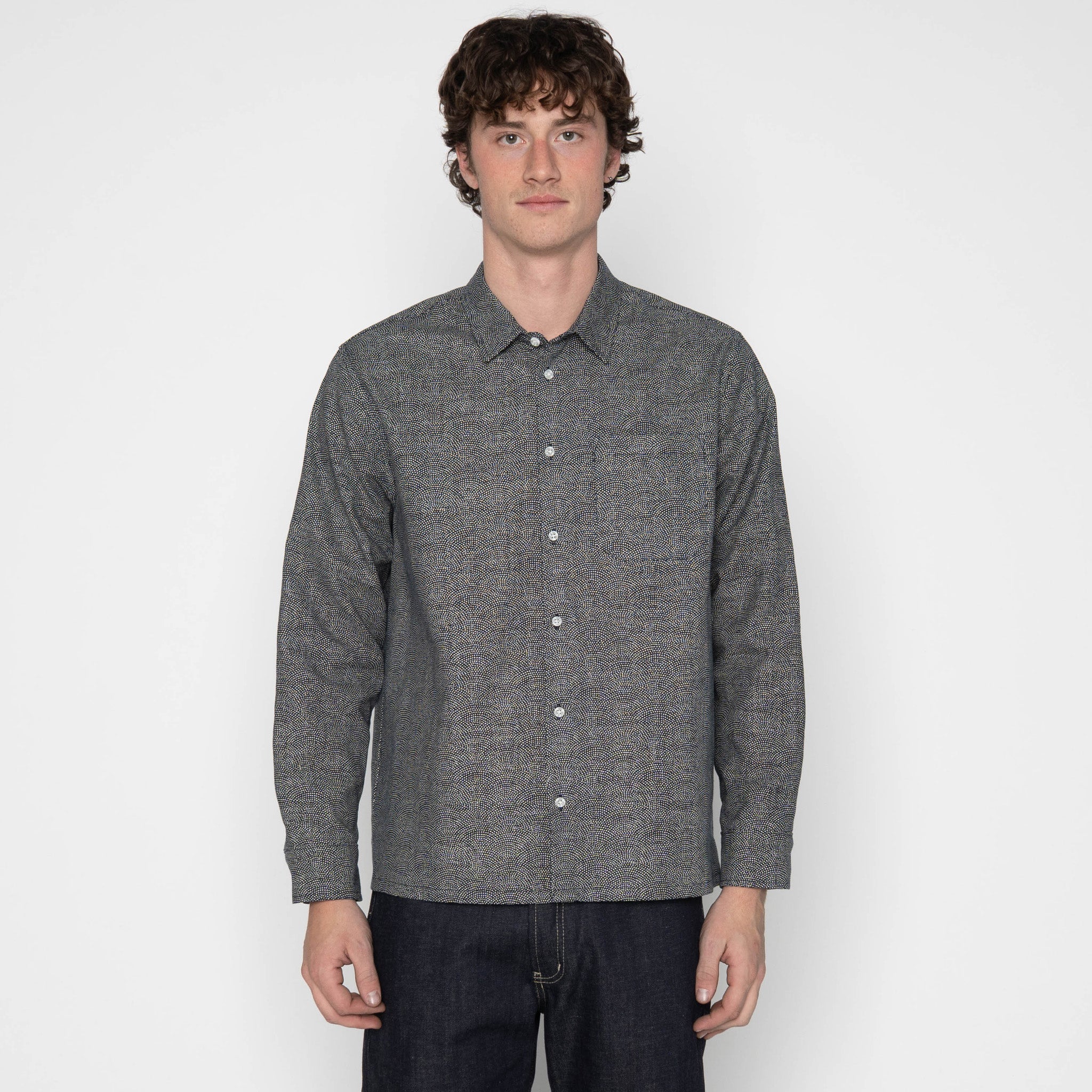 True Shirt - Dotted Waves - Indigo by Naked & Famous Denim
