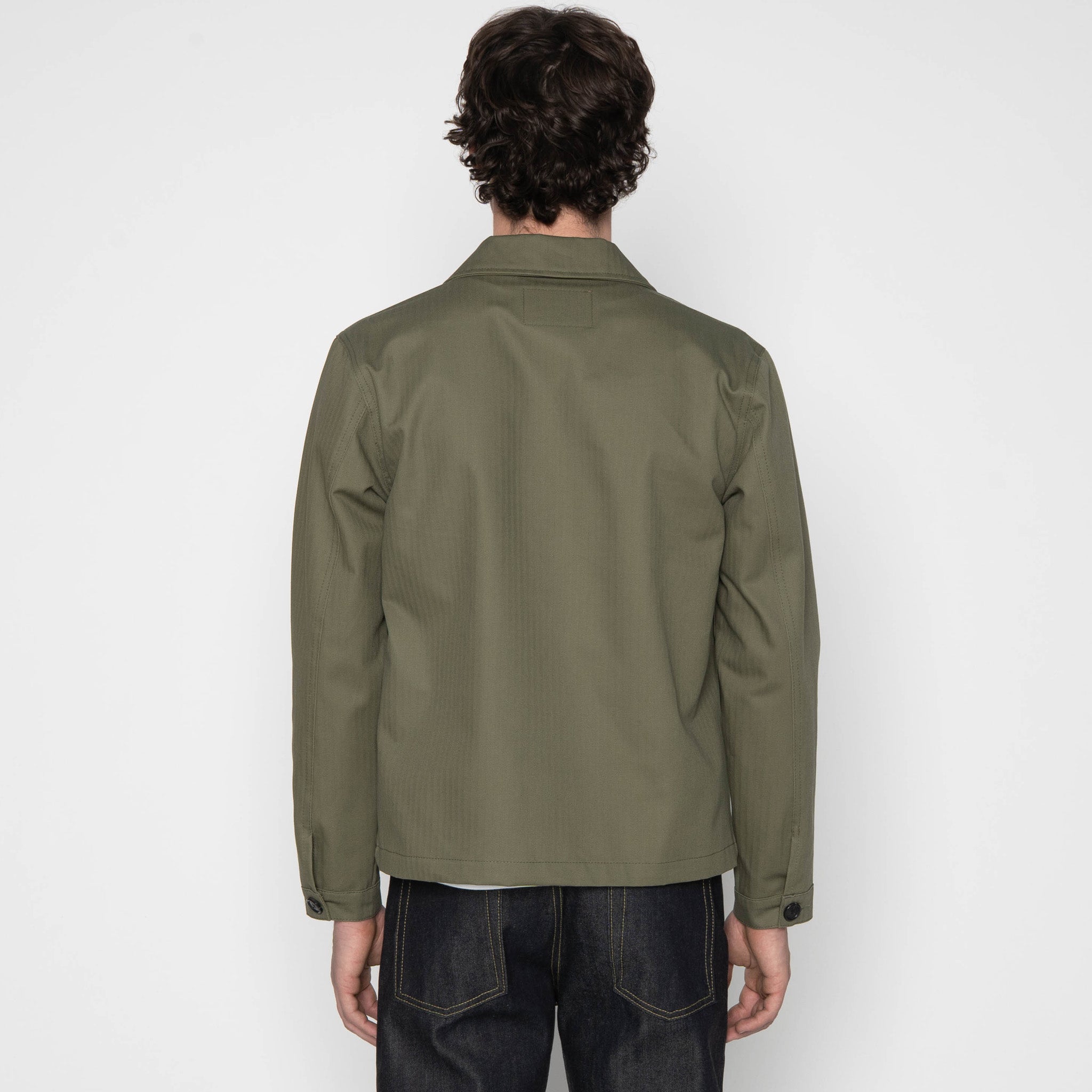 Utility Jacket - 1940s Military Organic Herringbone - Army Green by Naked & Famous Denim