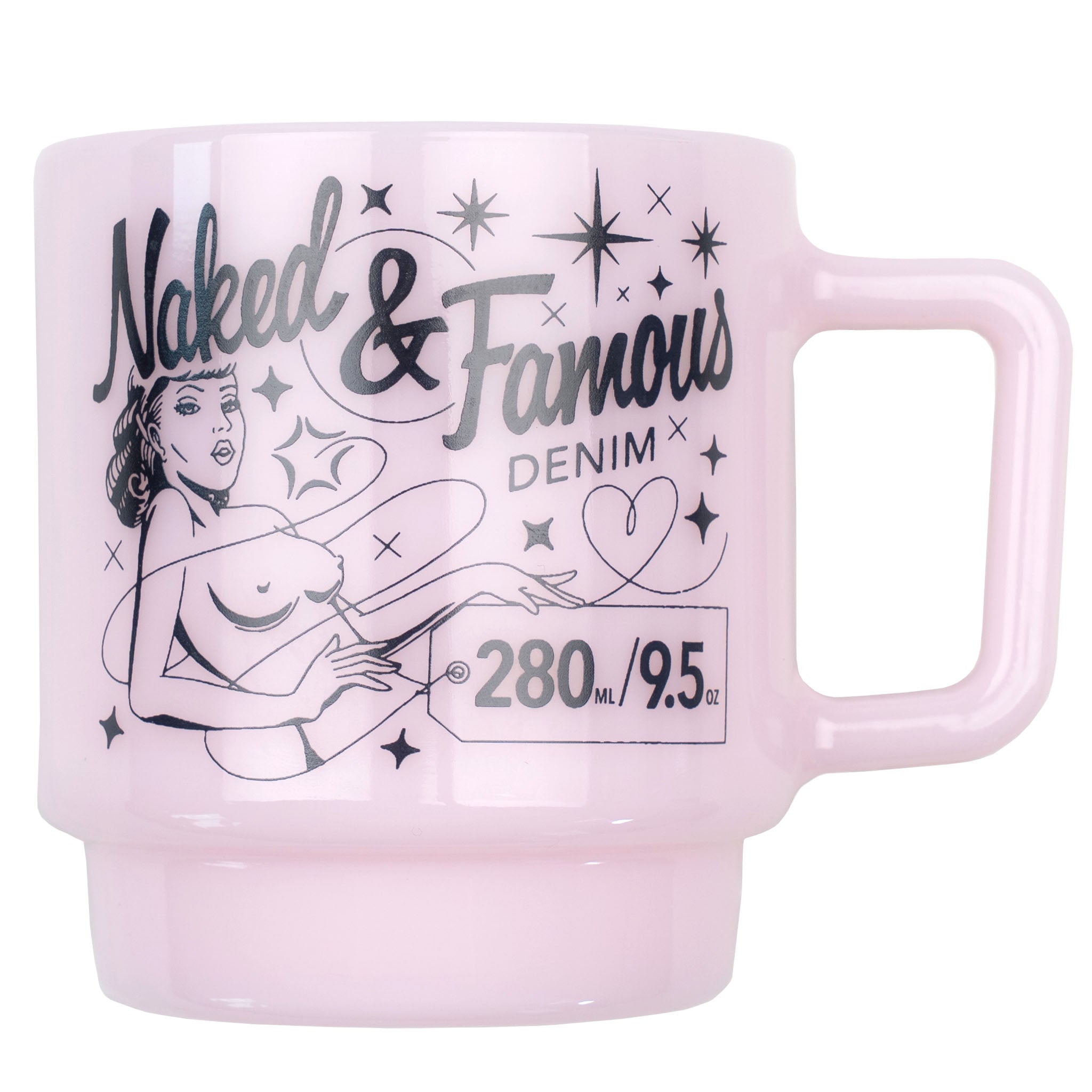 Milk Glass Stackable Mug - Pink Sakura by Naked & Famous Denim