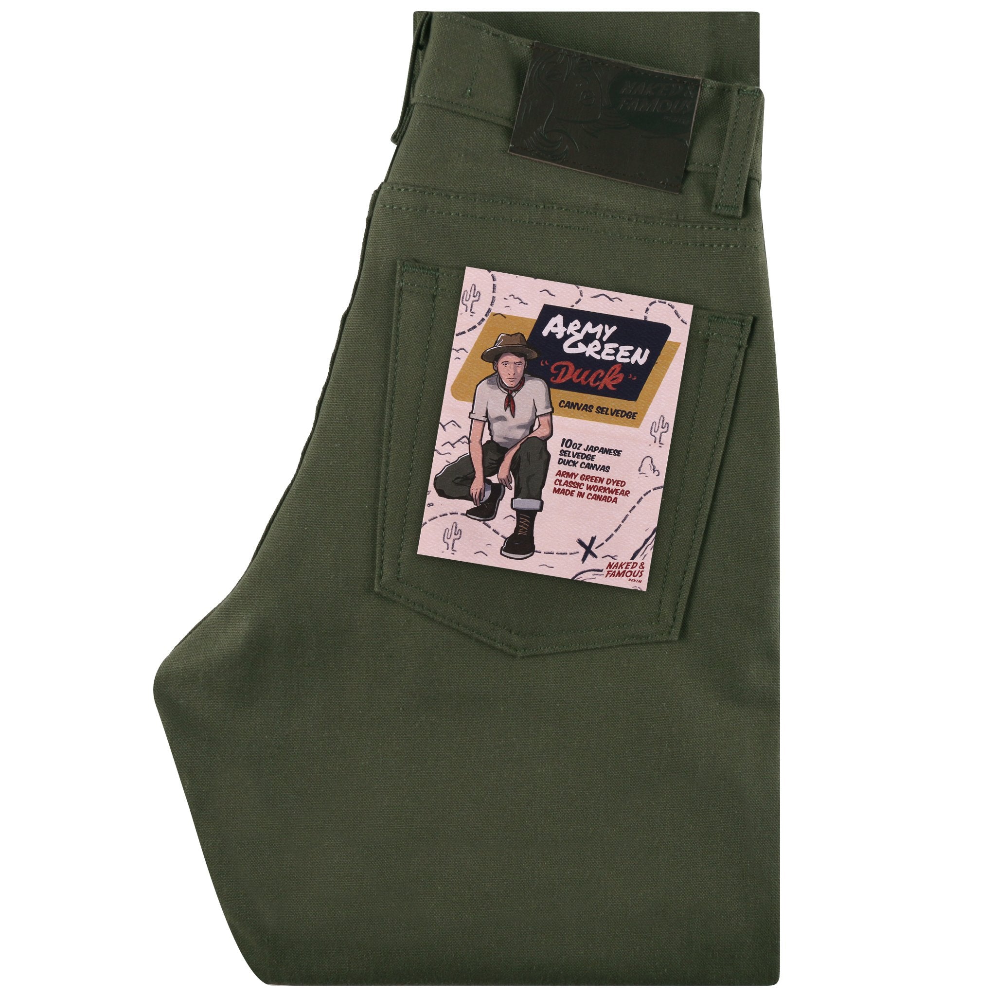 Max - Army Green Duck Selvedge by Naked & Famous Denim