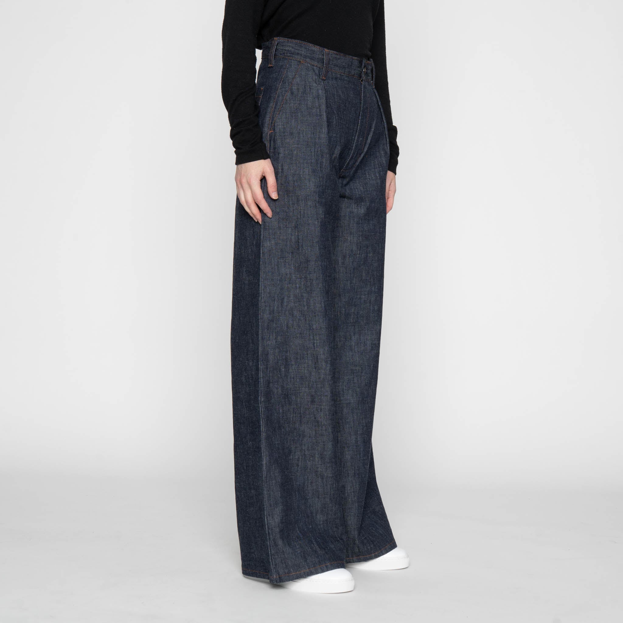 Wide Leg Trouser - 10oz Rinsed Denim - Indigo by Naked & Famous Denim