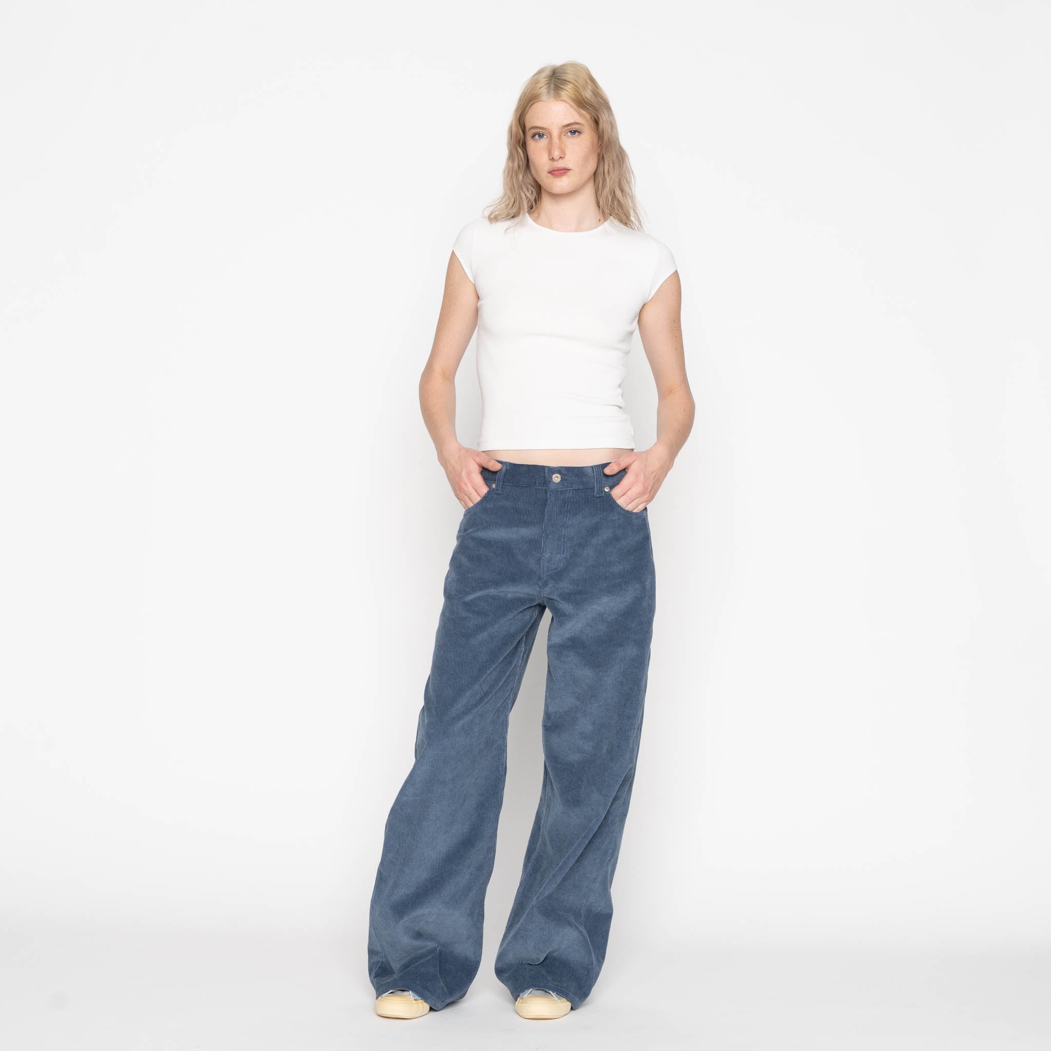 Wide Wild West - Organic Faded Corduroy - Indigo by Naked & Famous Denim