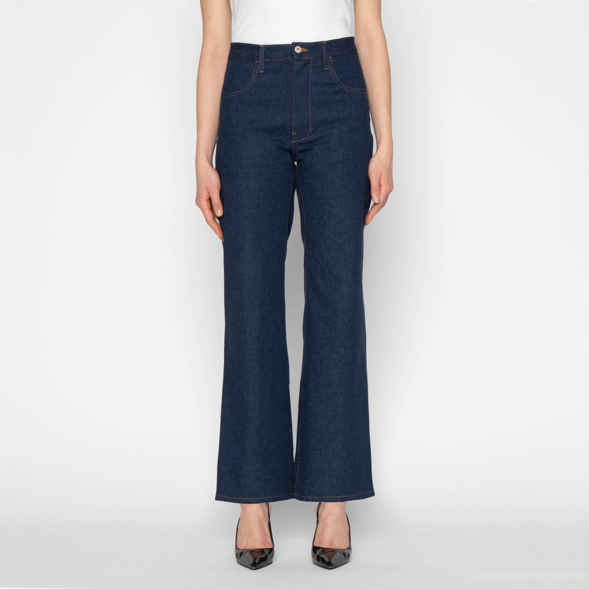 Maudie Flared - 2x1 Nep Dungaree Denim by Naked & Famous Denim
