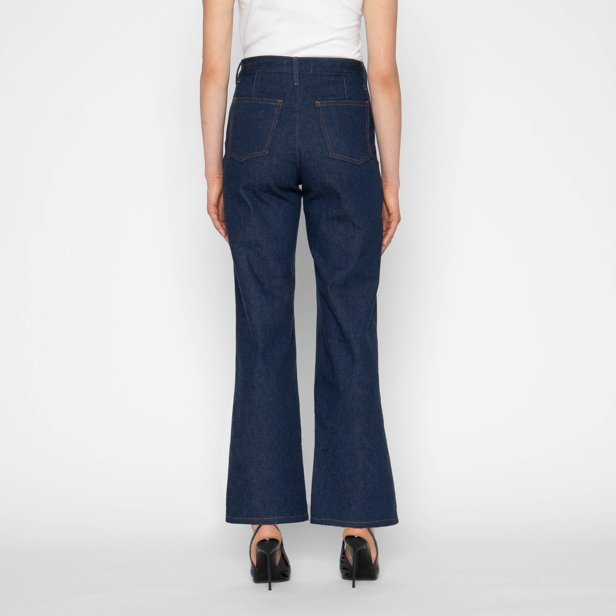 Maudie Flared - 2x1 Nep Dungaree Denim by Naked & Famous Denim