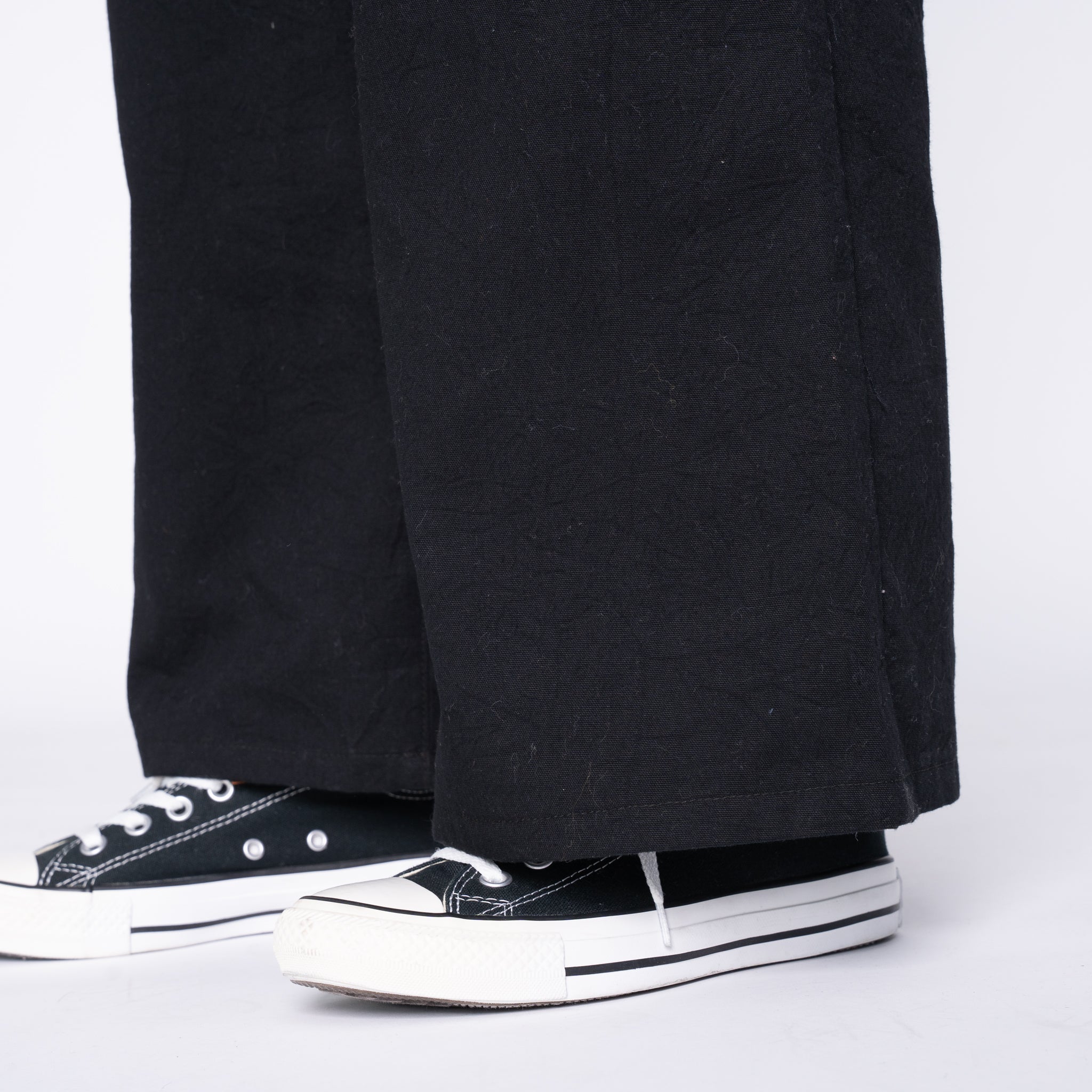 Wide Leg Trouser - Rinsed Oxford - Black by Naked & Famous Denim