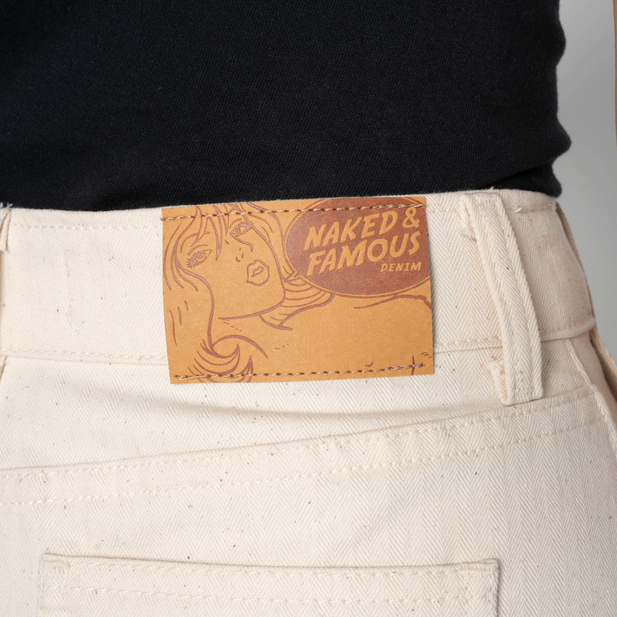 Andie Shorts - Hard Twist Organic Herringbone - Ecru by Naked & Famous Denim