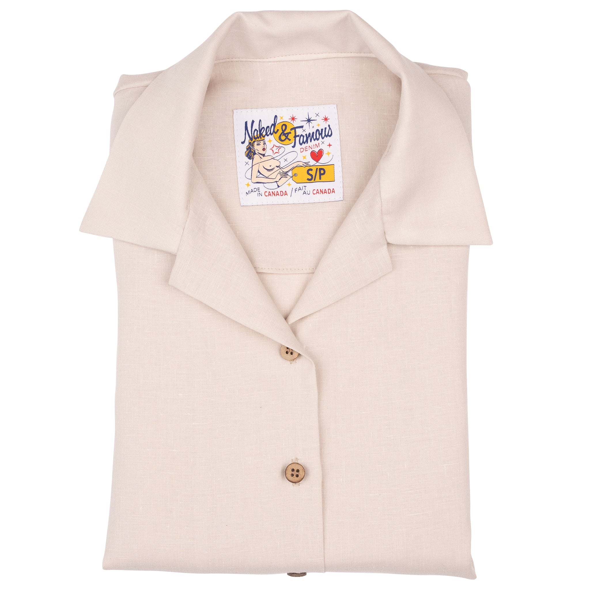 Camp Collar Shirt - French Linen Fine Canvas - Ecru by Naked & Famous Denim