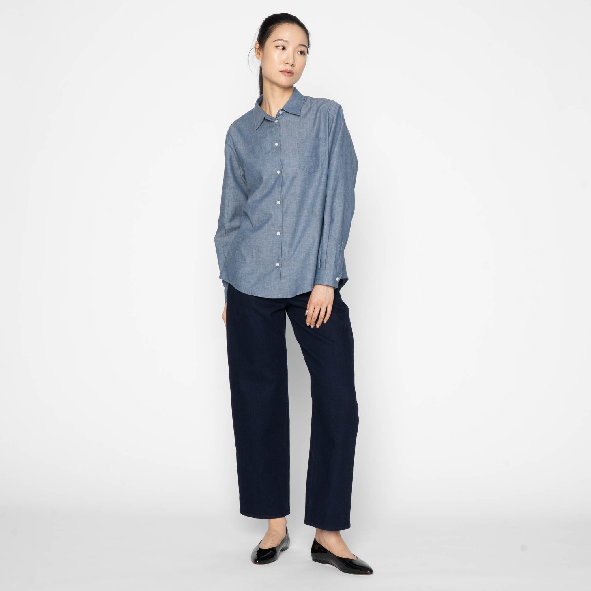 Judy - Chambray with Multicolor Neps - Blue by Naked & Famous Denim