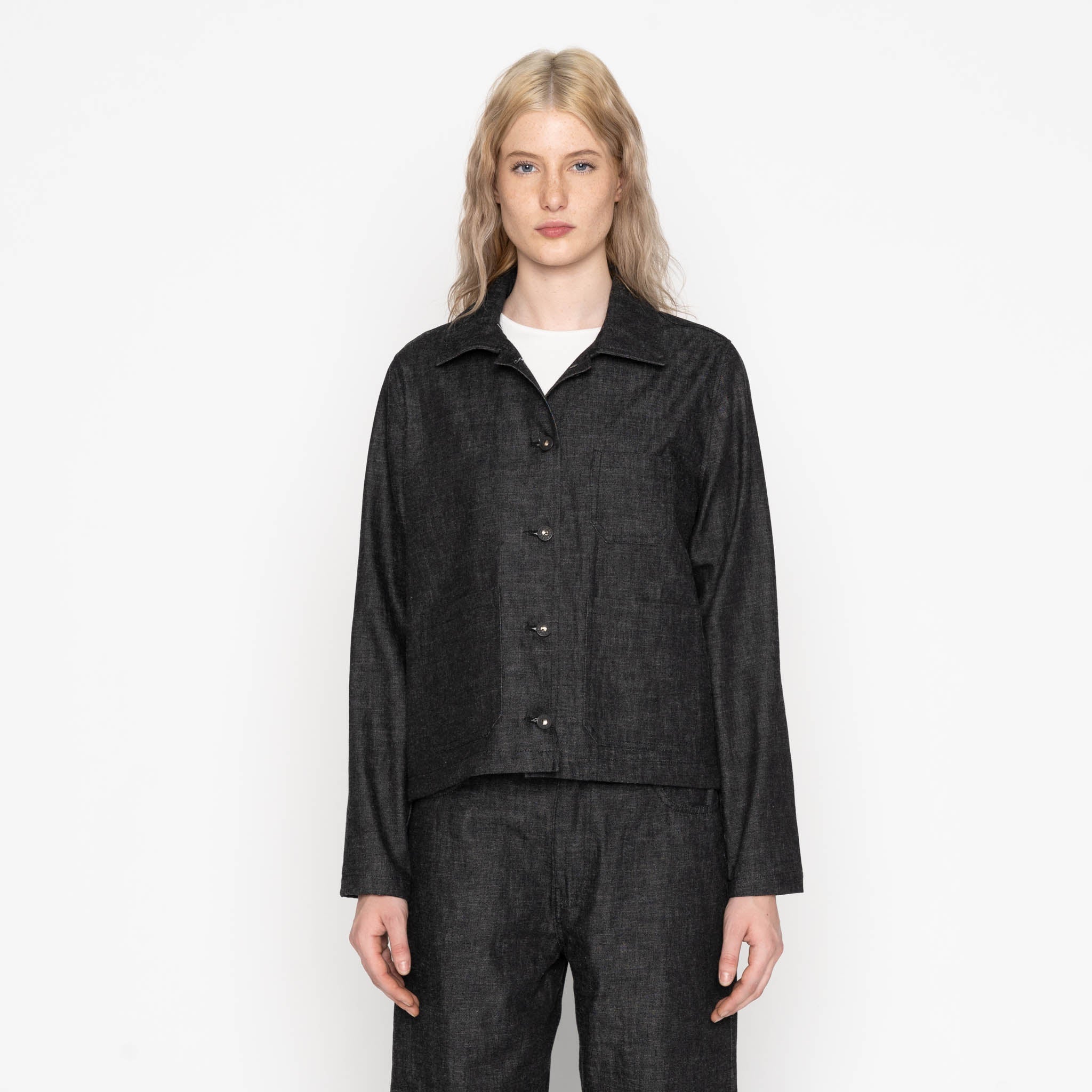 Gracie Jacket - Black Lightweight Denim - Black by Naked & Famous Denim
