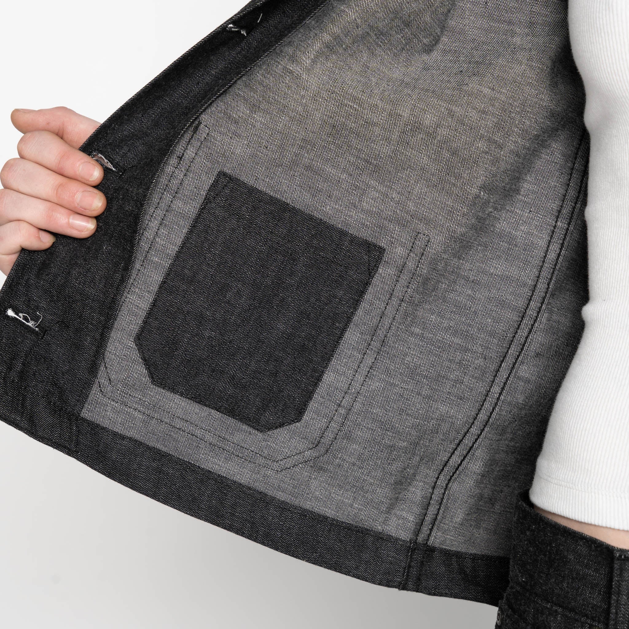 Gracie Jacket - Black Lightweight Denim - Black by Naked & Famous Denim
