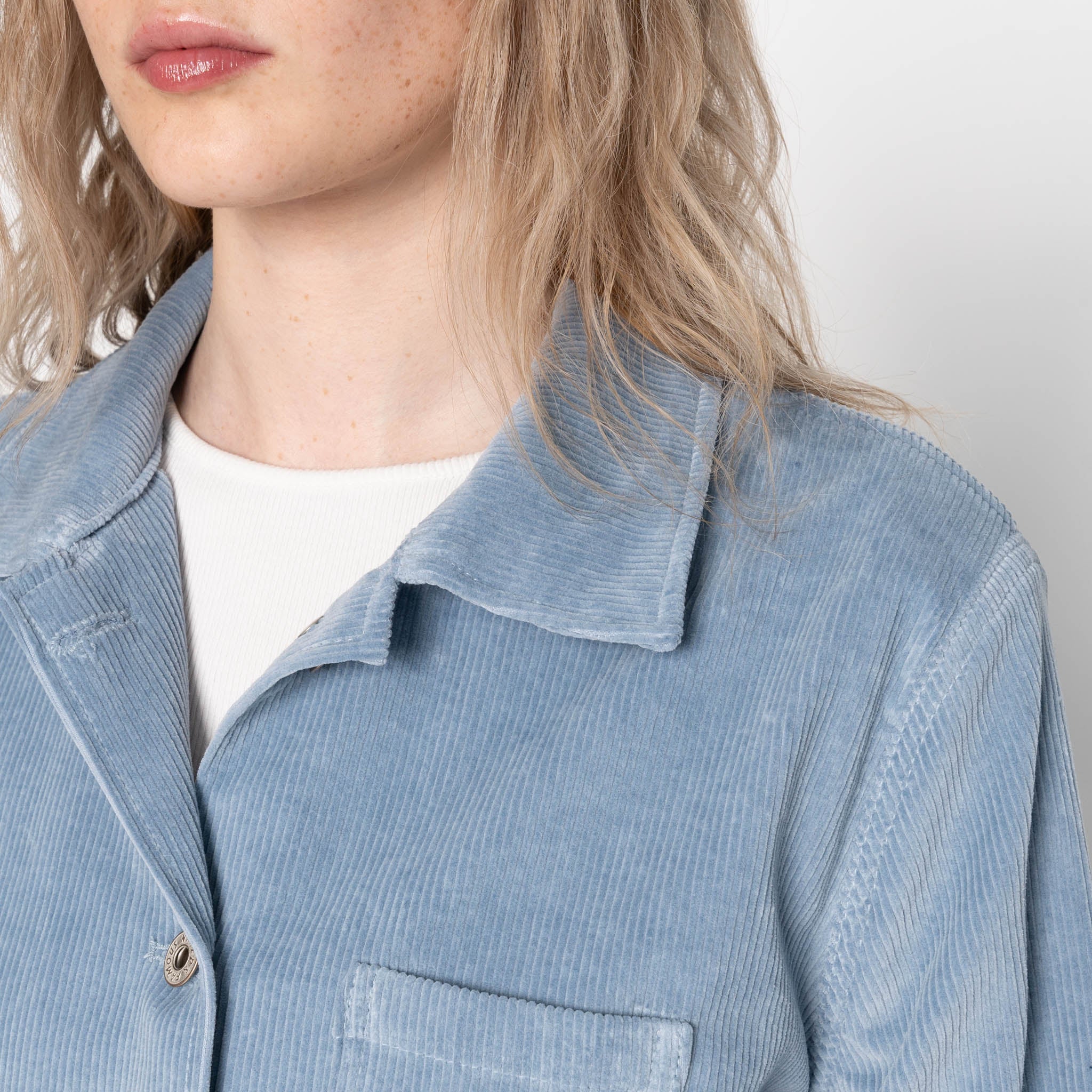 Gracie Jacket - Organic Faded Corduroy - Pale Indigo by Naked & Famous Denim