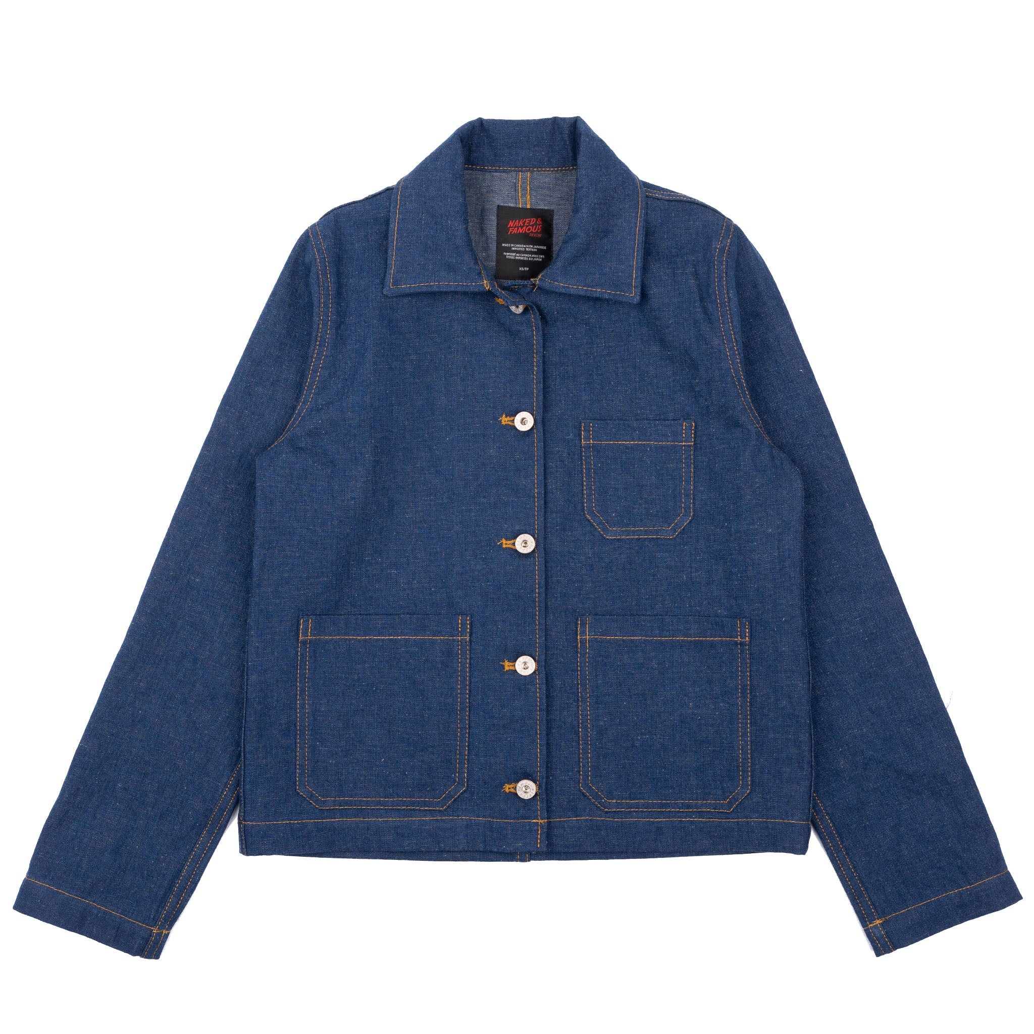 Gracie Jacket - 2x1 Dungaree Nep Denim - Mid Indigo by Naked & Famous Denim