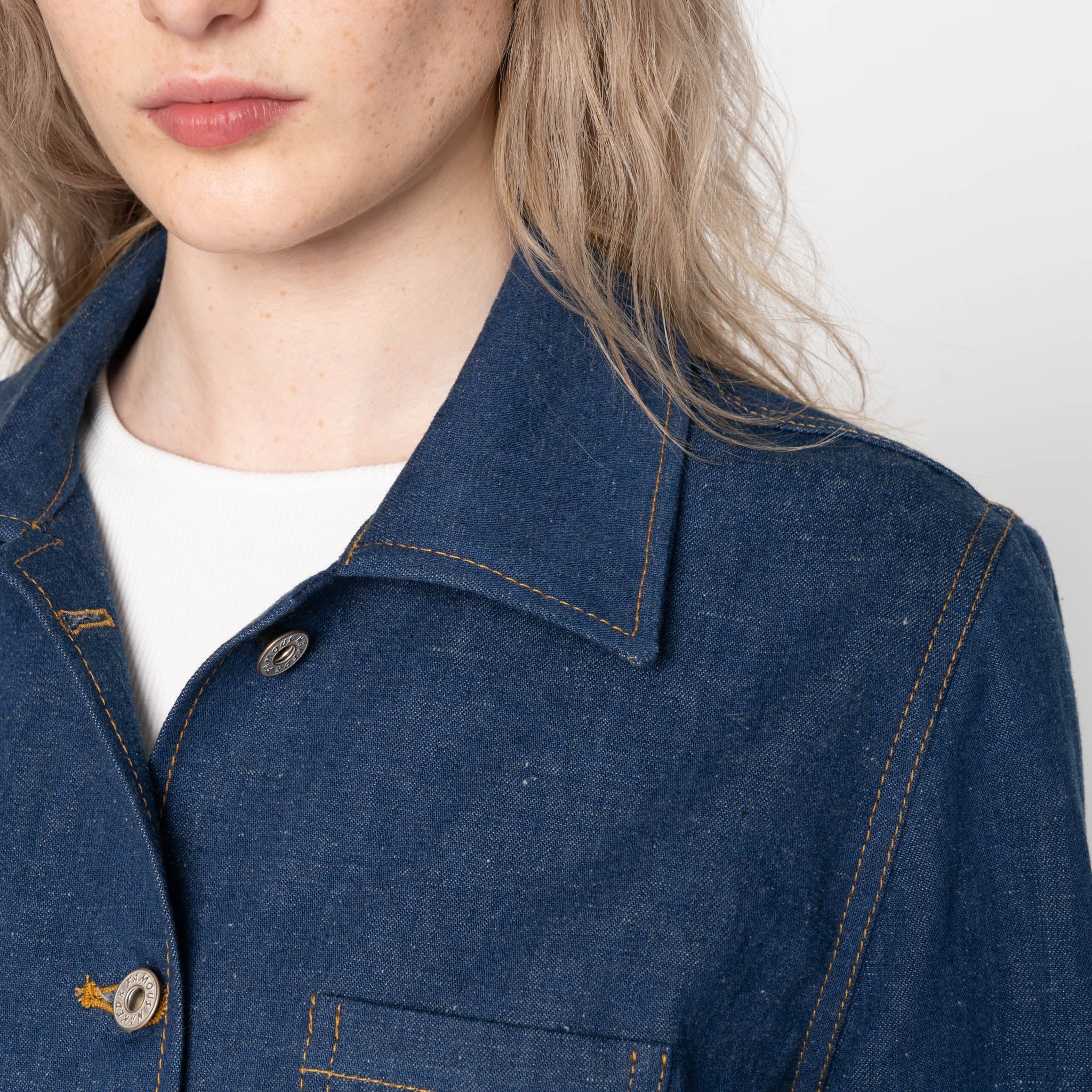 Gracie Jacket - 2x1 Dungaree Nep Denim - Mid Indigo by Naked & Famous Denim