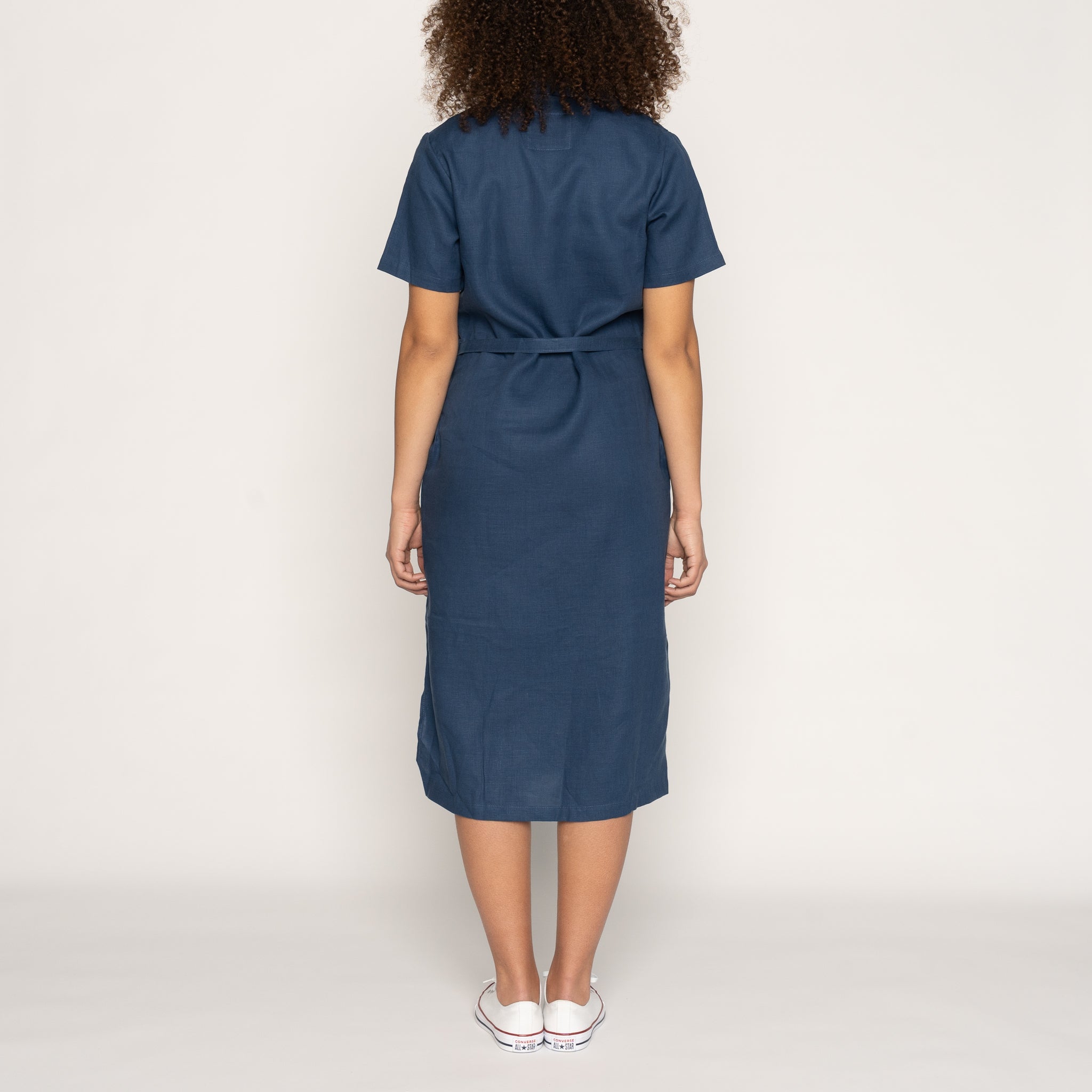 Aloha Dress - French Linen Fine Canvas - Blue by Naked & Famous Denim