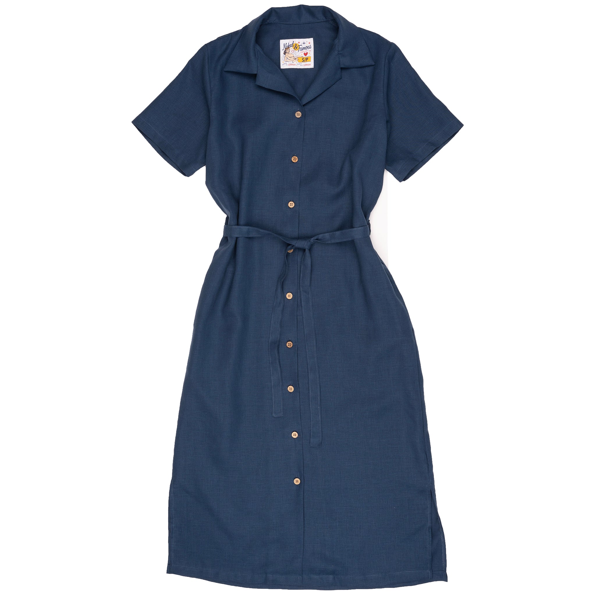 Aloha Dress - French Linen Fine Canvas - Blue by Naked & Famous Denim