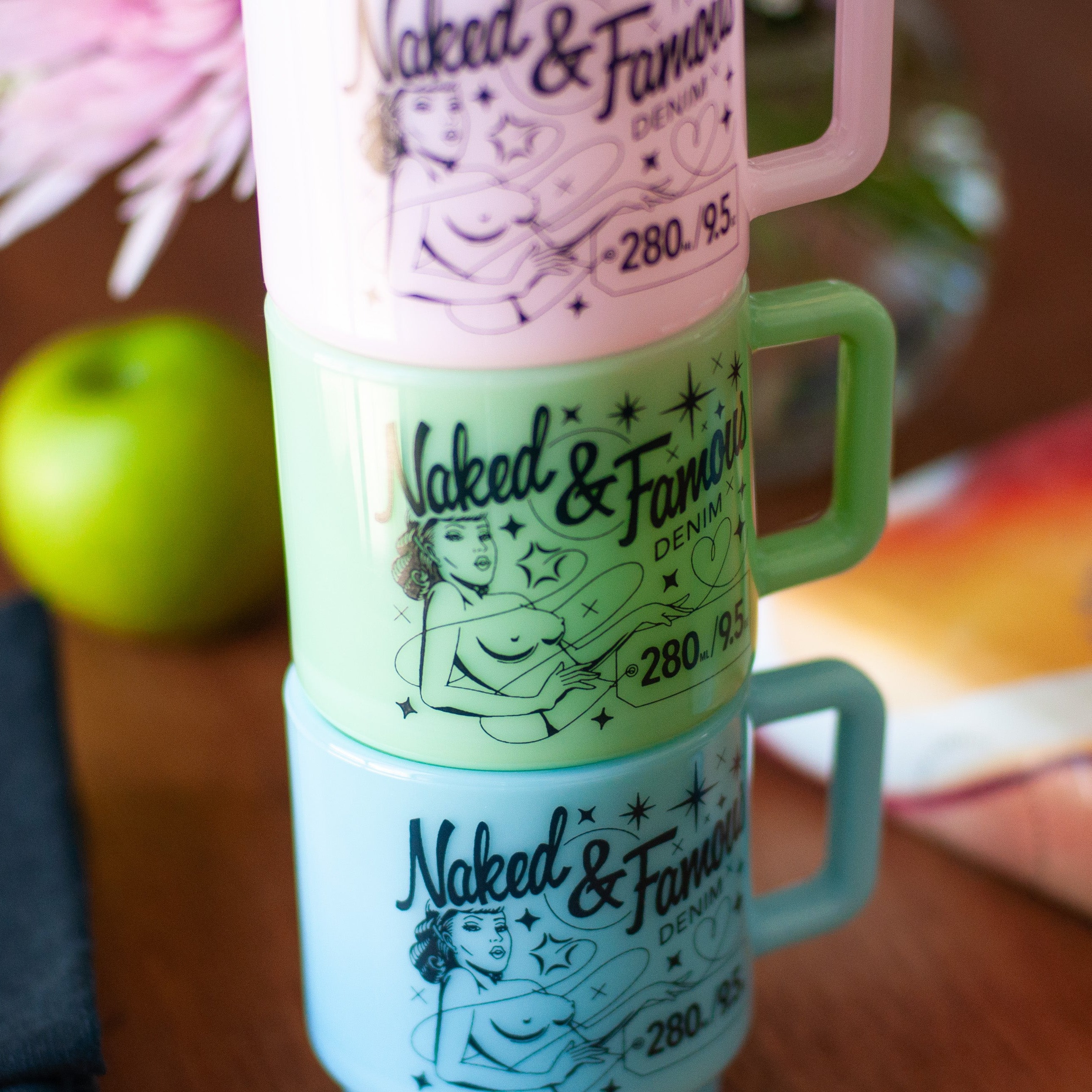 Milk Glass Stackable Mug - Pink Sakura by Naked & Famous Denim