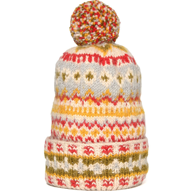 Double Cuff Cap Fair Isle #3 - Tan by Chamula