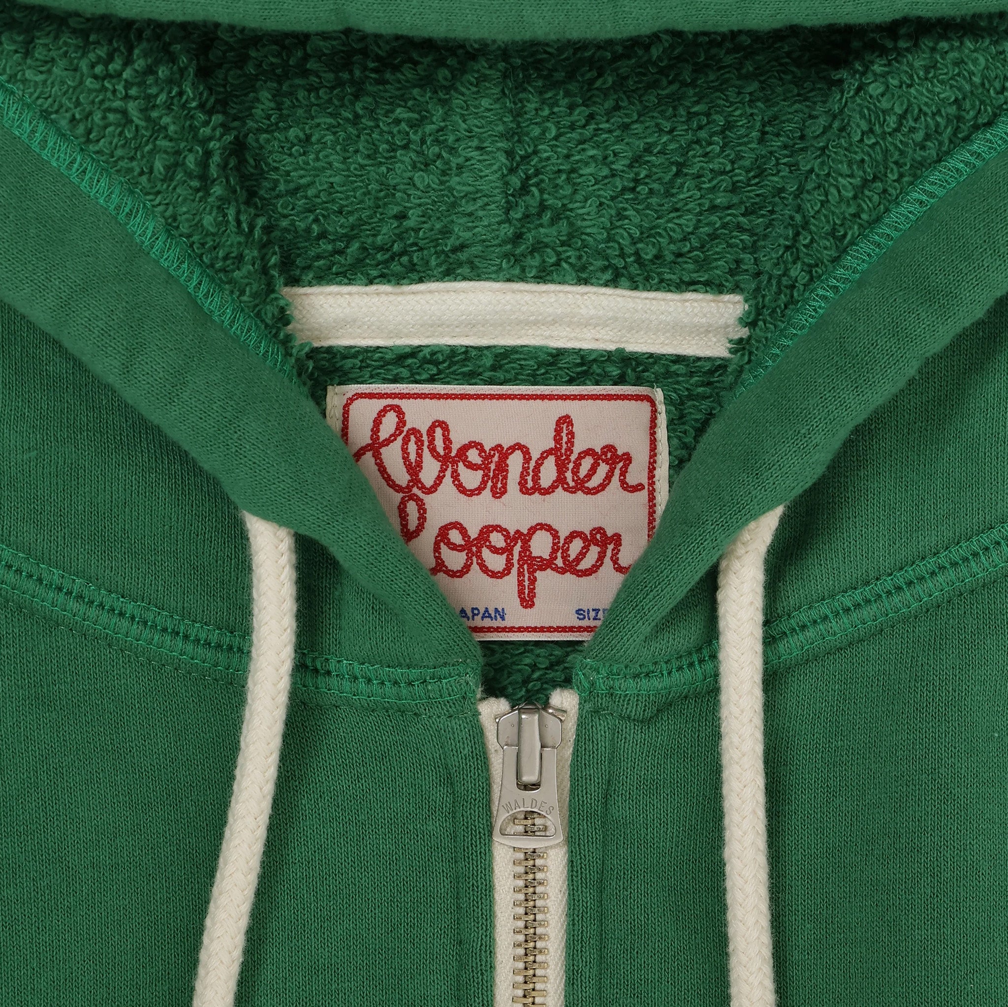Zip Hoodie - Super Looper French Terry - Varsity Green by Wonder Looper