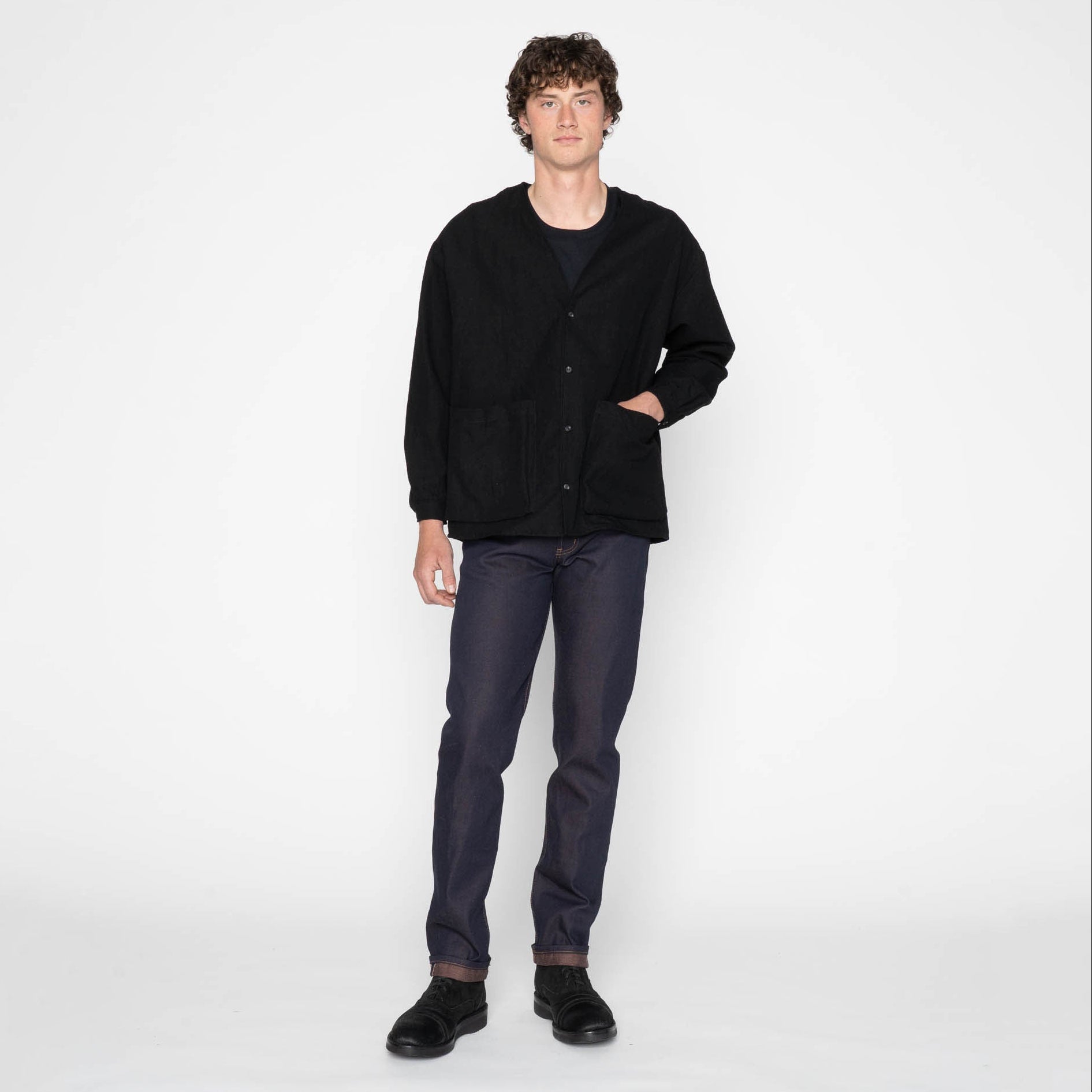 Wise Guy Jacket - Linen Blend Denim - Black by Naked & Famous Denim