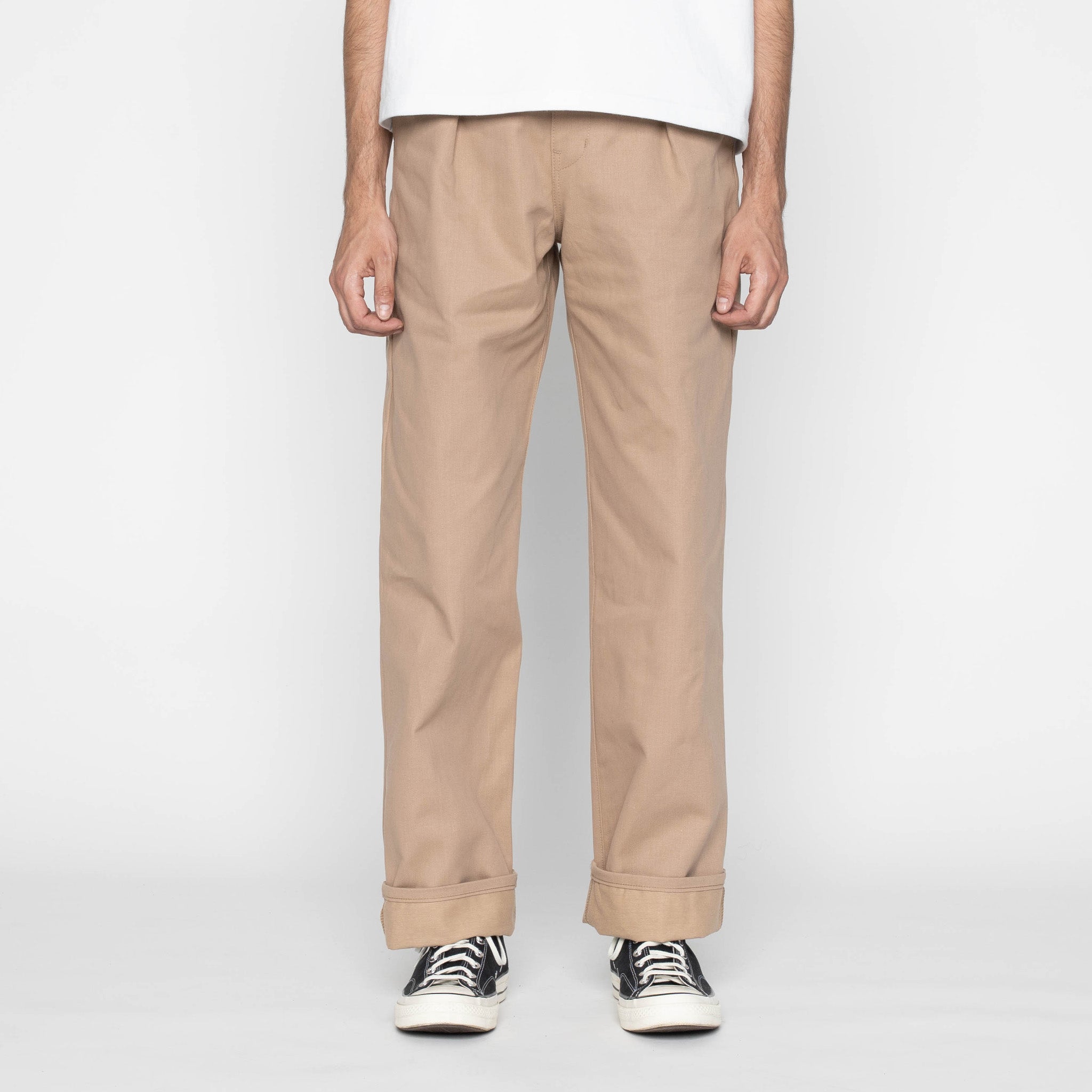 Pleated Trouser - Selvedge Slacks Beige by Naked & Famous Denim