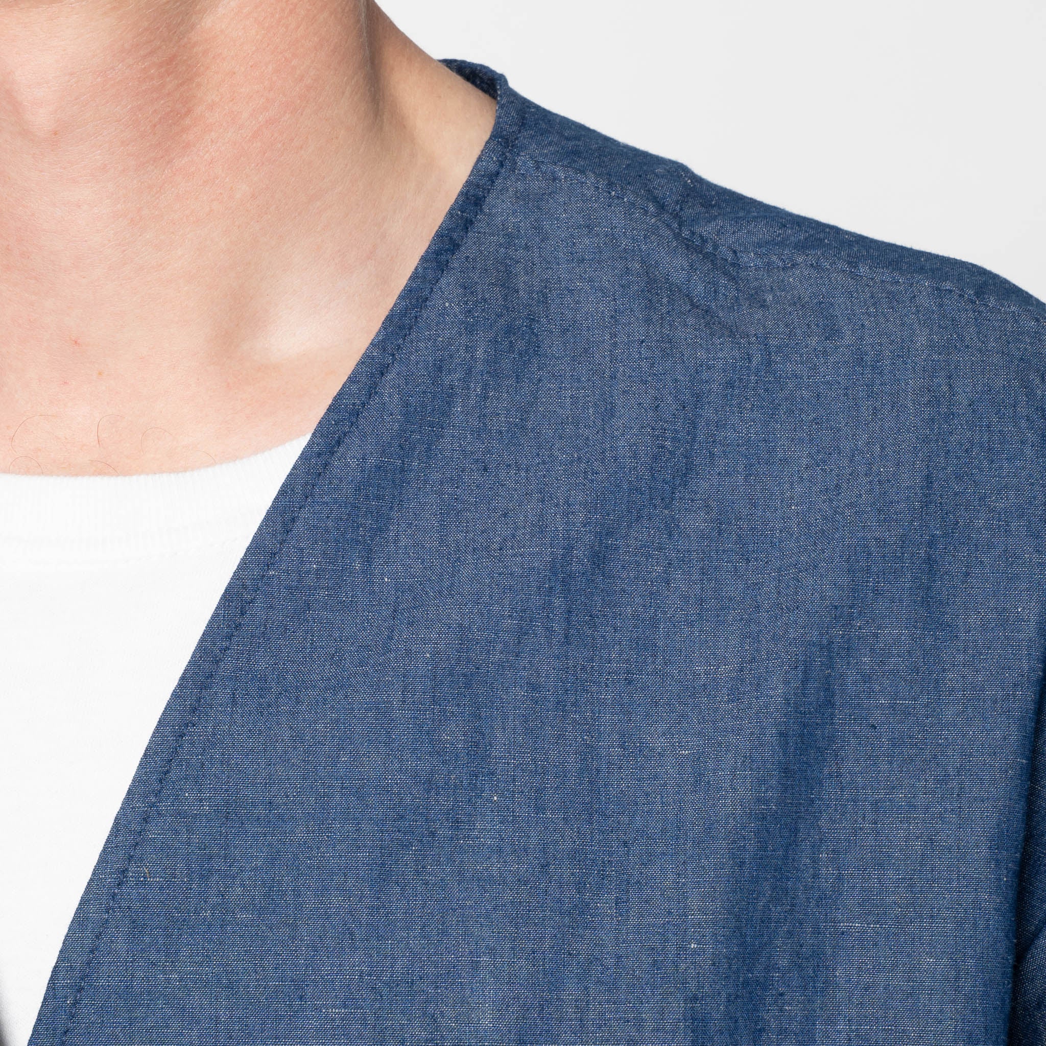 Wise Guy Jacket - Linen Blend Denim - Indigo by Naked & Famous Denim