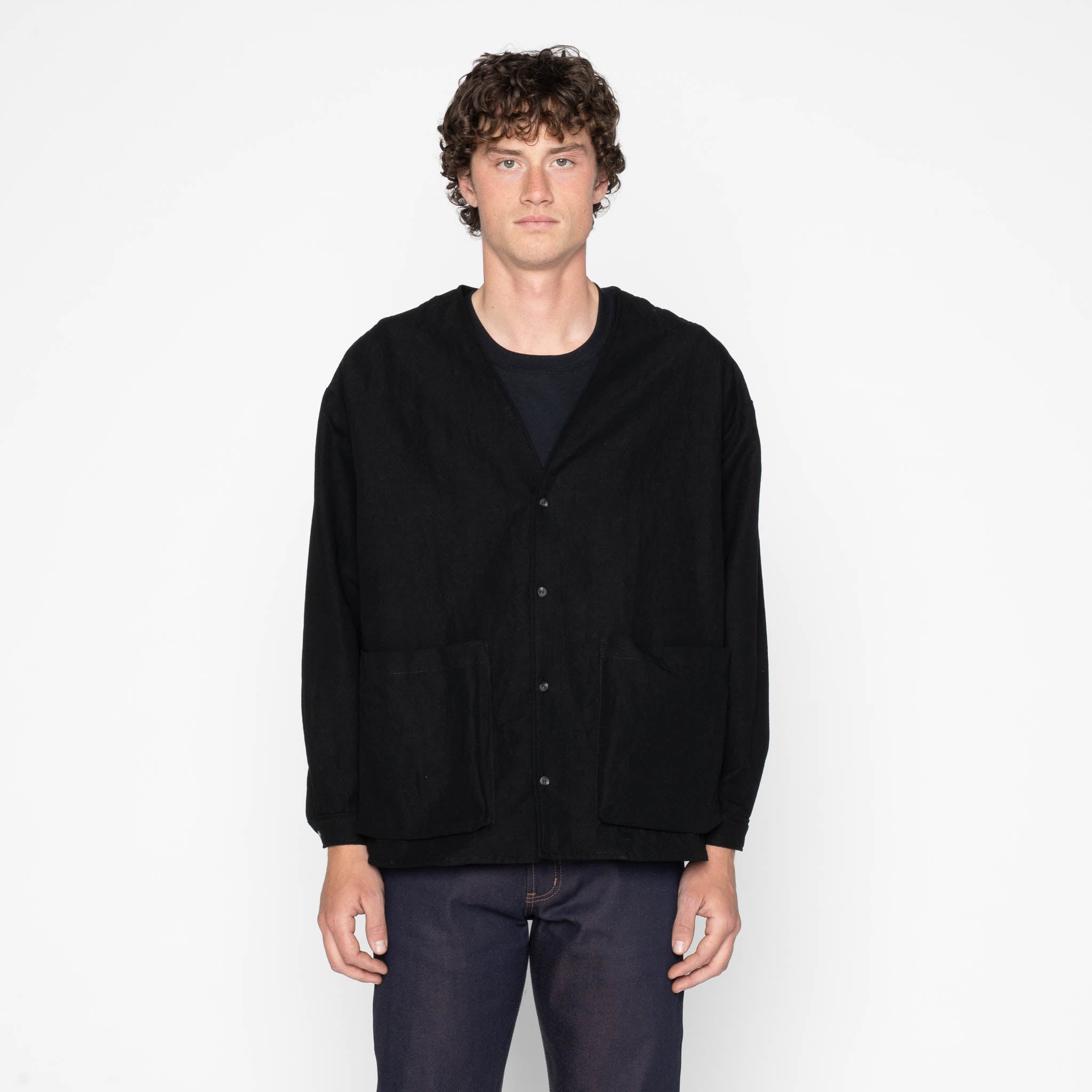 Wise Guy Jacket - Linen Blend Denim - Black by Naked & Famous Denim