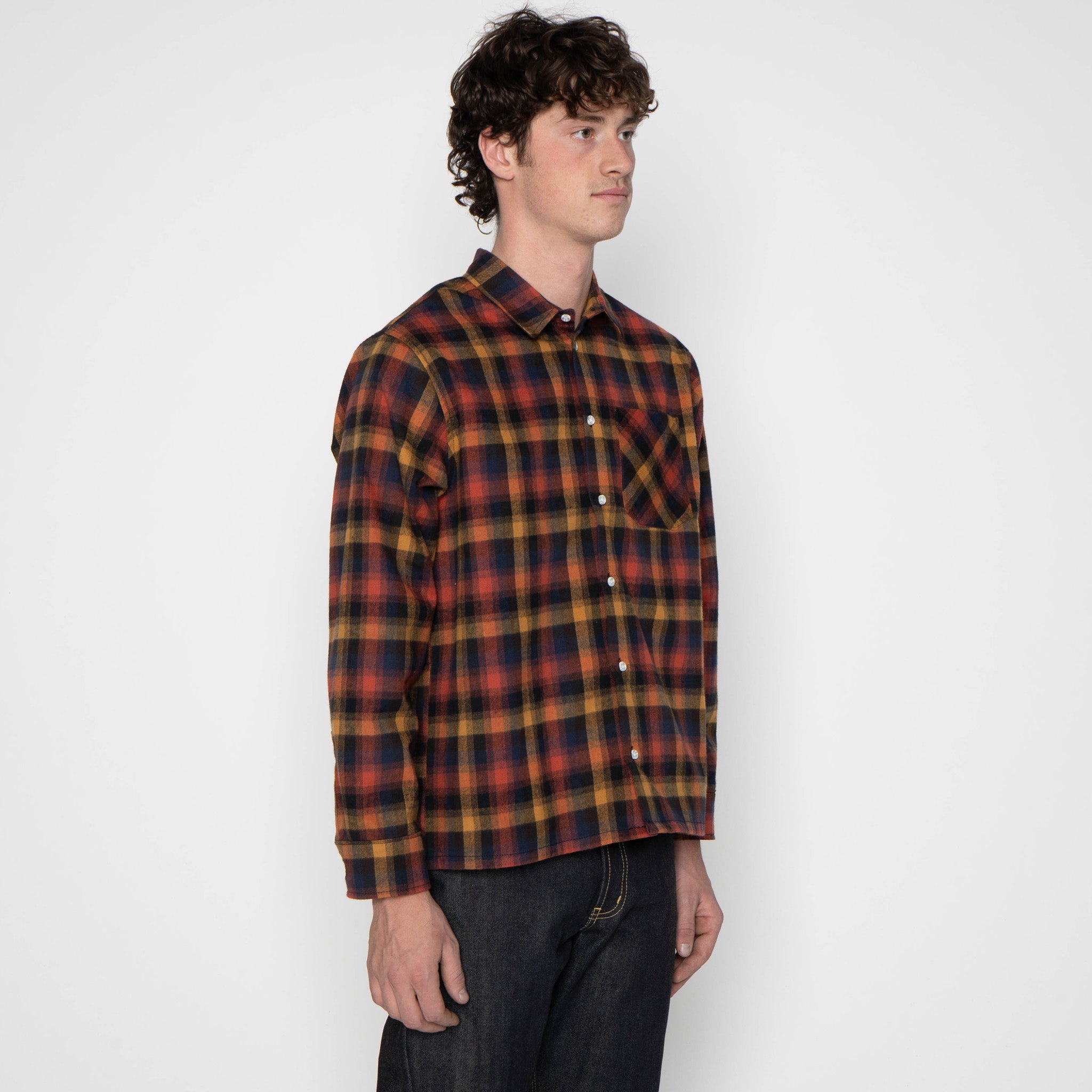 True Shirt - Shaggy Flannel - Red/Amber/Navy by Naked & Famous Denim