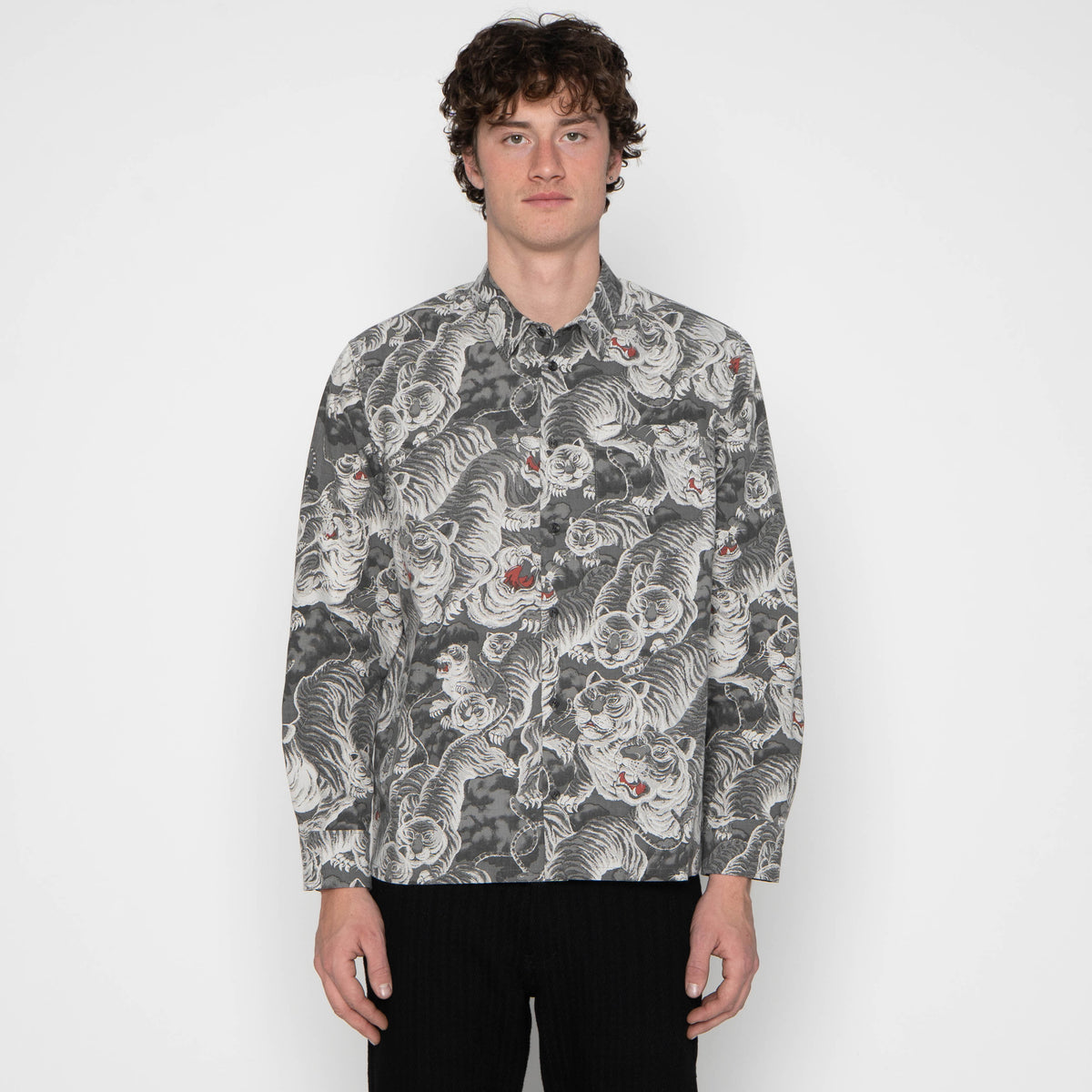 True Shirt - Japanese Tigers Sumi - Charcoal by Naked & Famous Denim