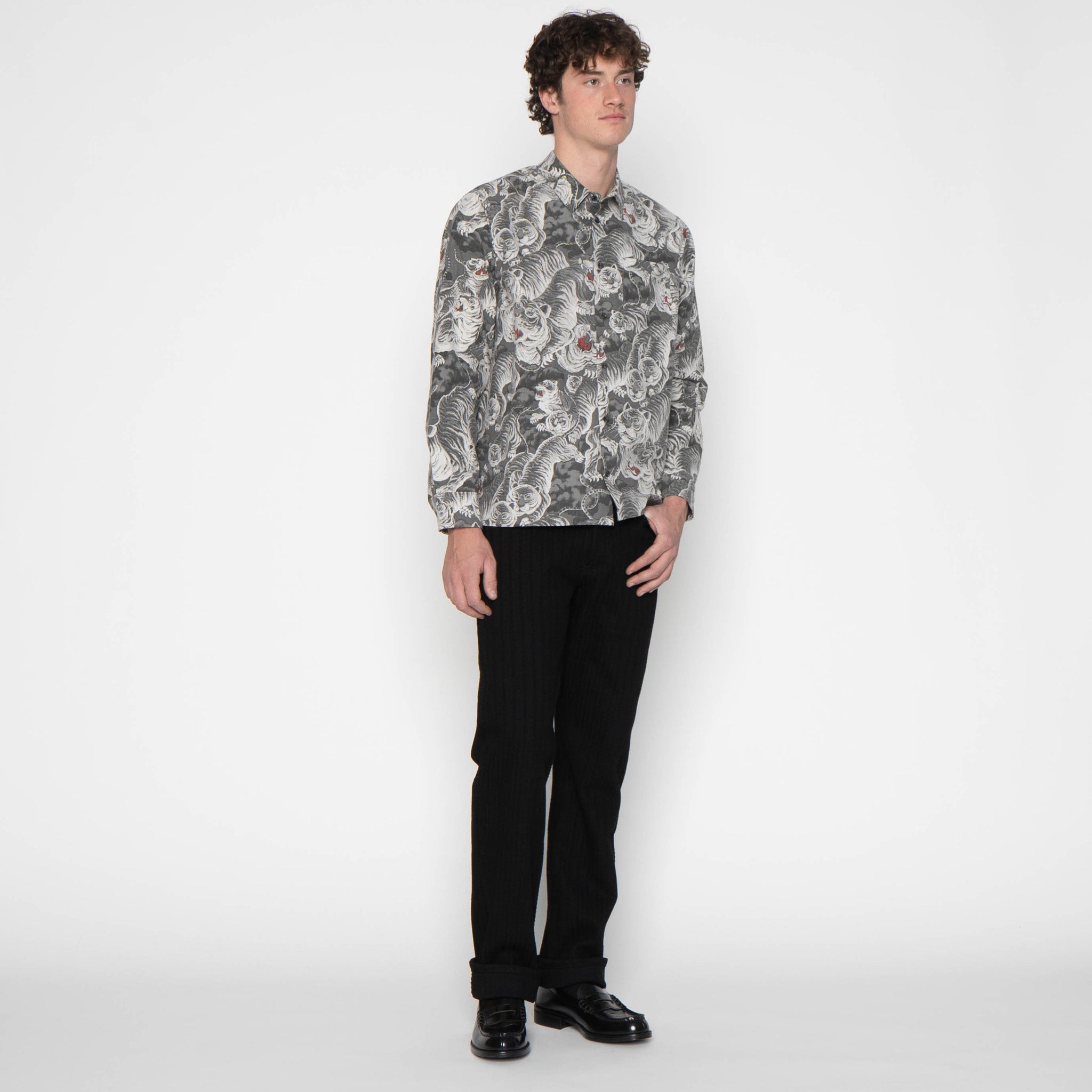 True Shirt - Japanese Tigers Sumi - Charcoal by Naked & Famous Denim