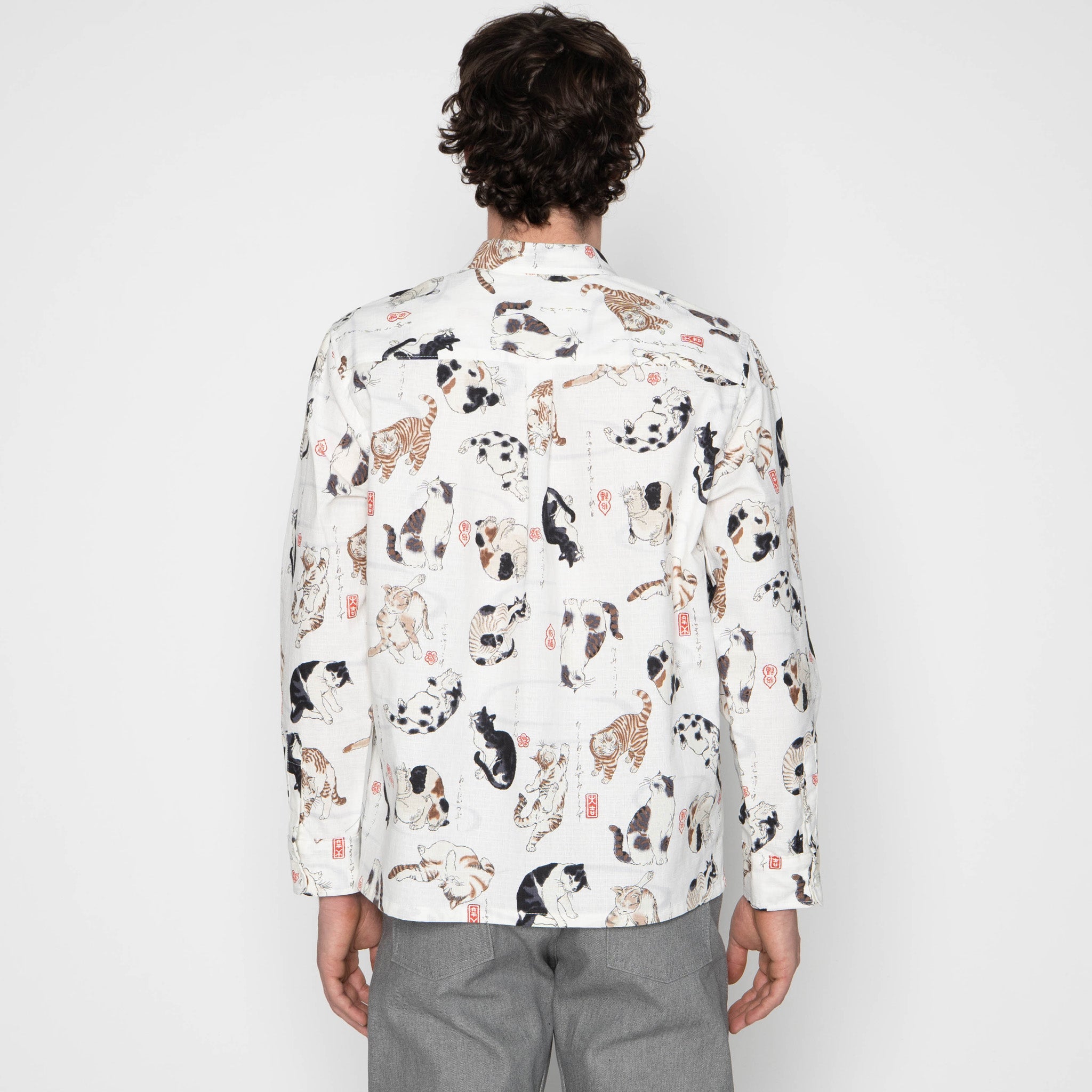 True Shirt - Japanese Neko Cats - Bone by Naked & Famous Denim
