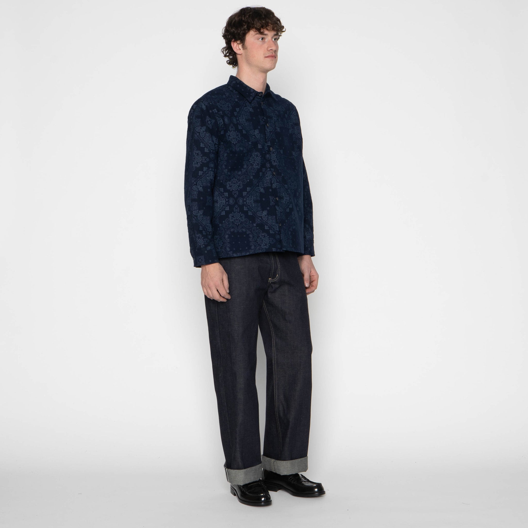 True Shirt - Brushed Hankercheif - Indigo by Naked & Famous Denim