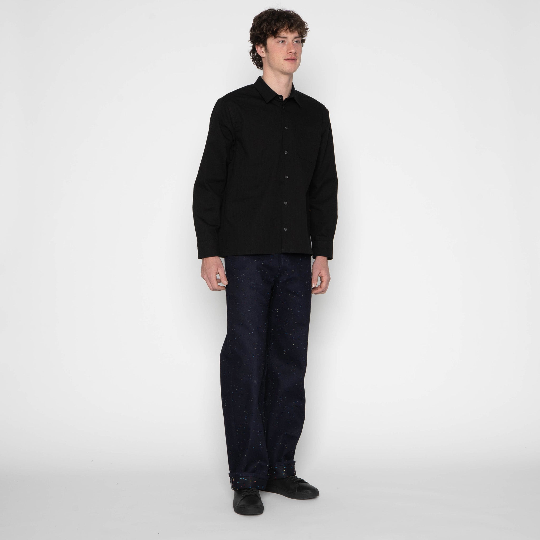 True Shirt - Black Herringbone Denim - Black by Naked & Famous Denim