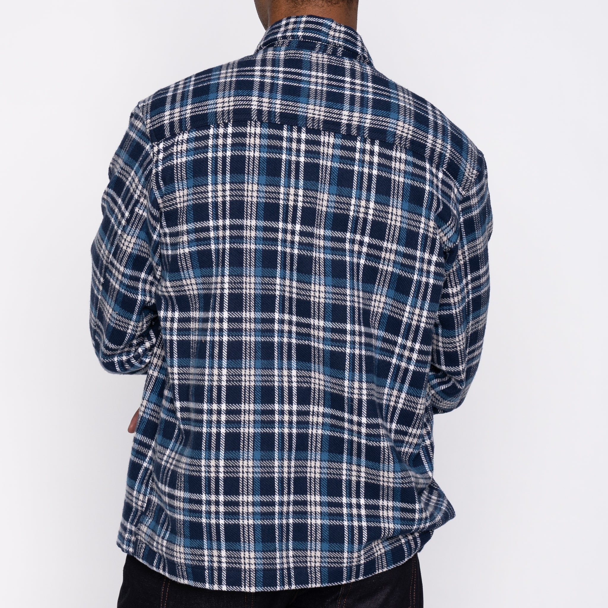 Over Shirt - Triple Yarn Twill Check Brush - Navy by Naked & Famous Denim