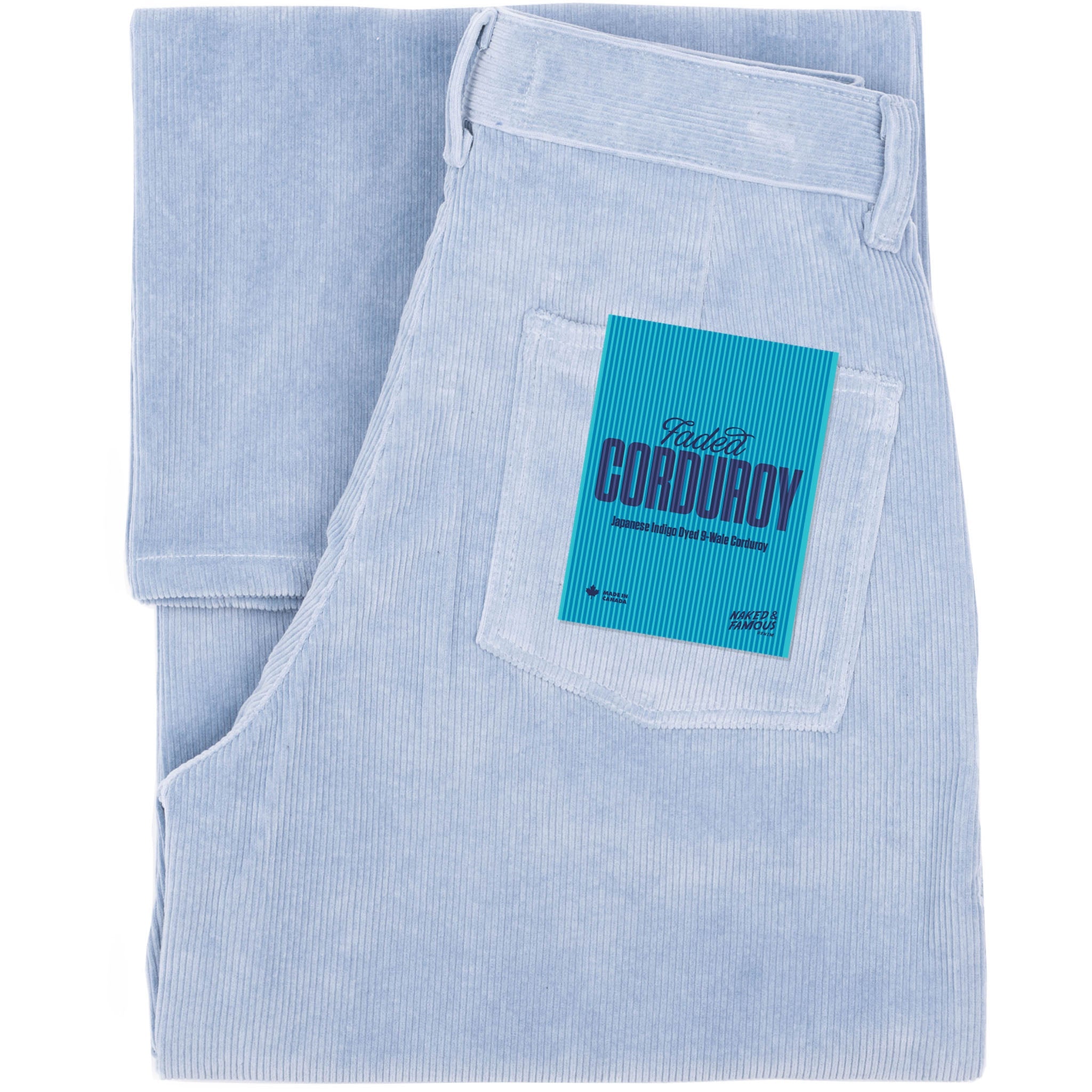 Wide Leg Trouser - Faded Corduroy Organic - Pale Indigo by Naked & Famous Denim