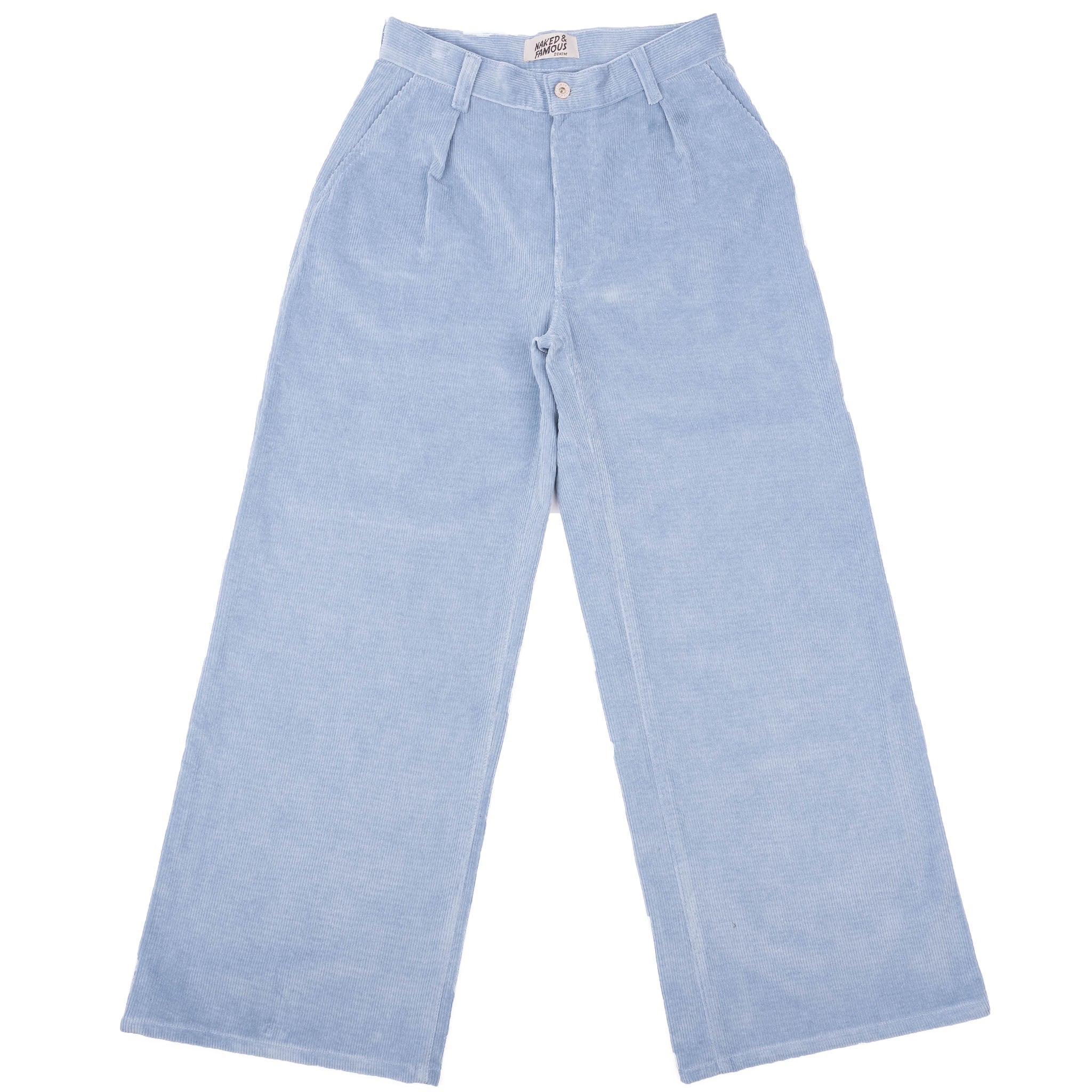 Wide Leg Trouser - Faded Corduroy Organic - Pale Indigo by Naked & Famous Denim