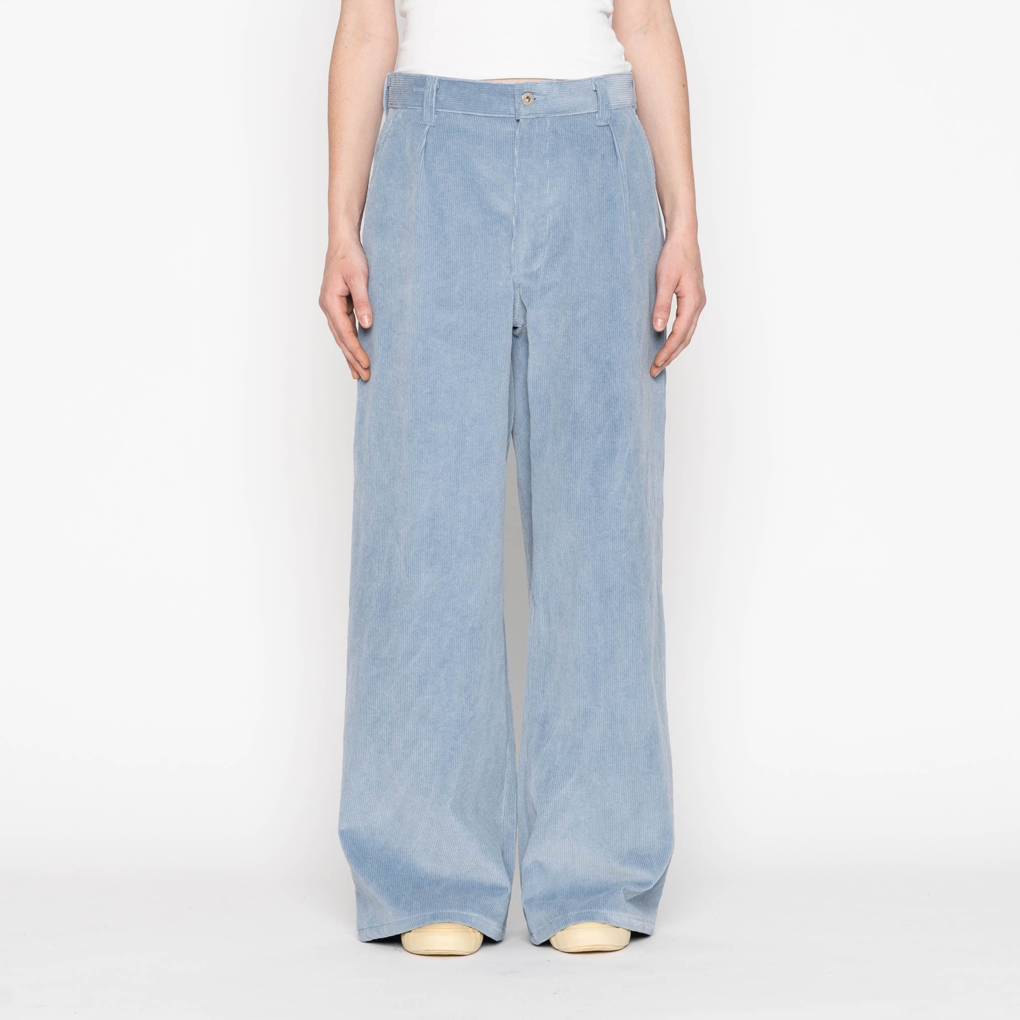 Wide Leg Trouser - Faded Corduroy Organic - Pale Indigo by Naked & Famous Denim